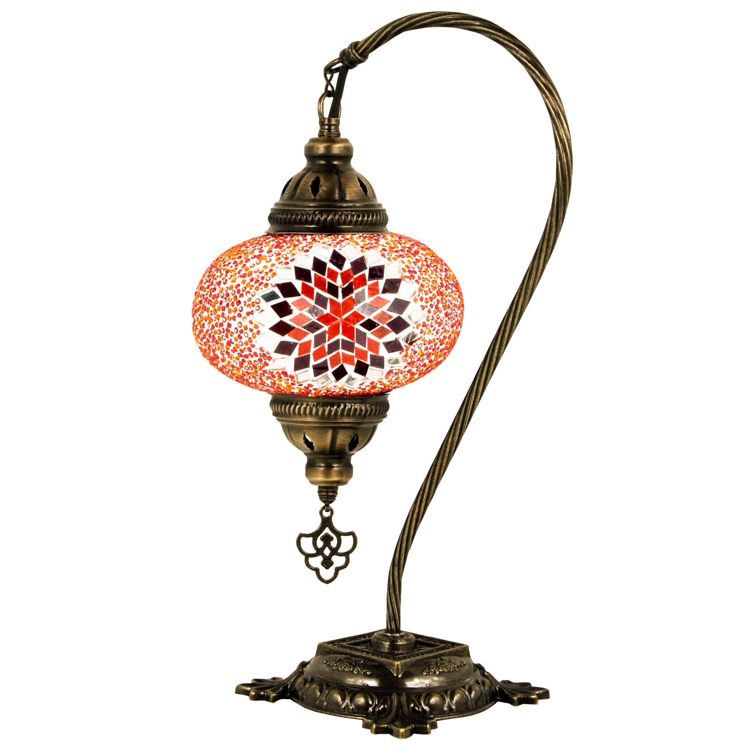 MoslandHome Handmade Turkish Mosaic Swan Neck Table Lamp