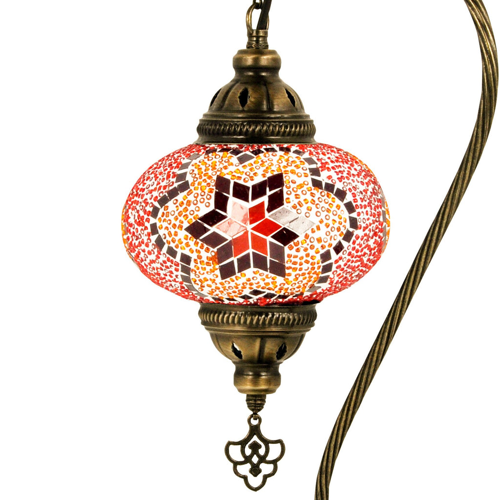 MoslandHome Handmade Turkish Mosaic Lamp Swan Neck Bedside Table Lamp