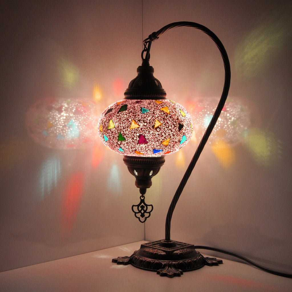 MoslandHome Turkish Mosaic Table Lamp Swan Neck 17cm