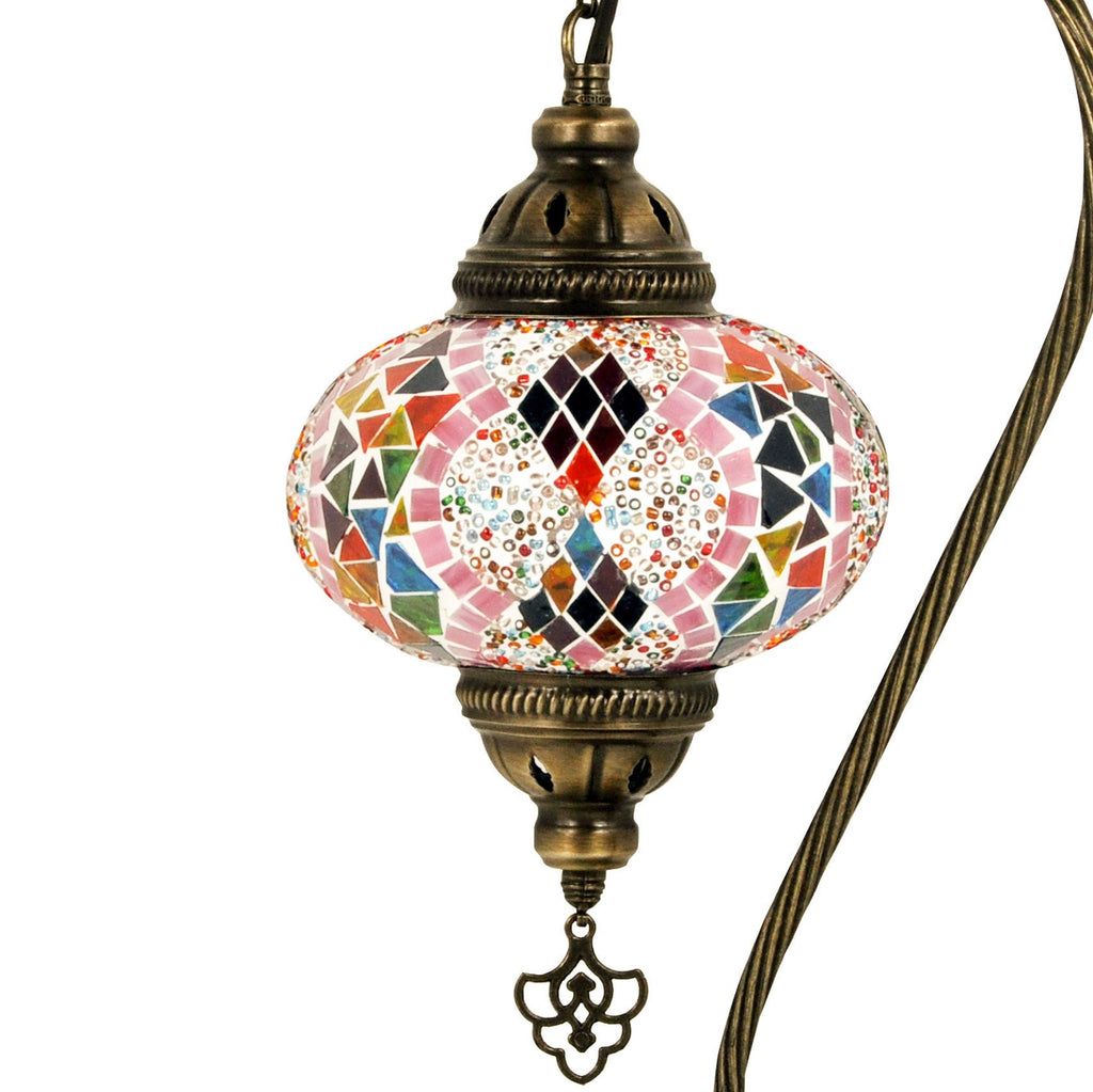 MoslandHome Handmade Turkish Mosaic Swan Neck Table Lamp
