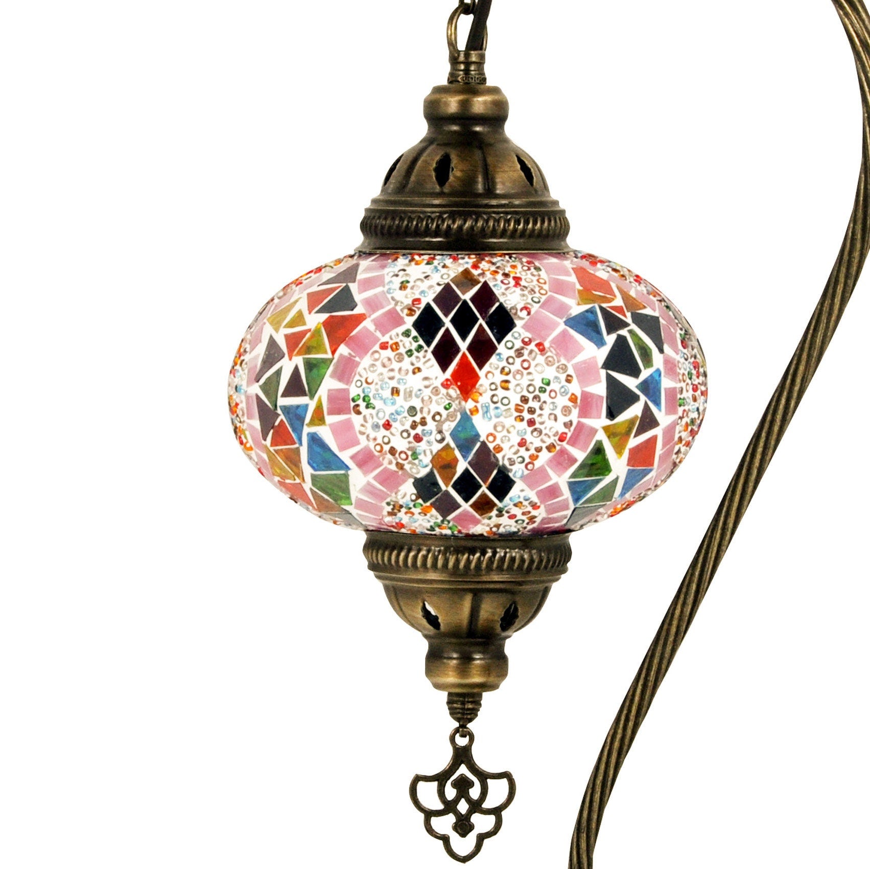 MoslandHome Handmade Turkish Mosaic Swan Neck Table Lamp