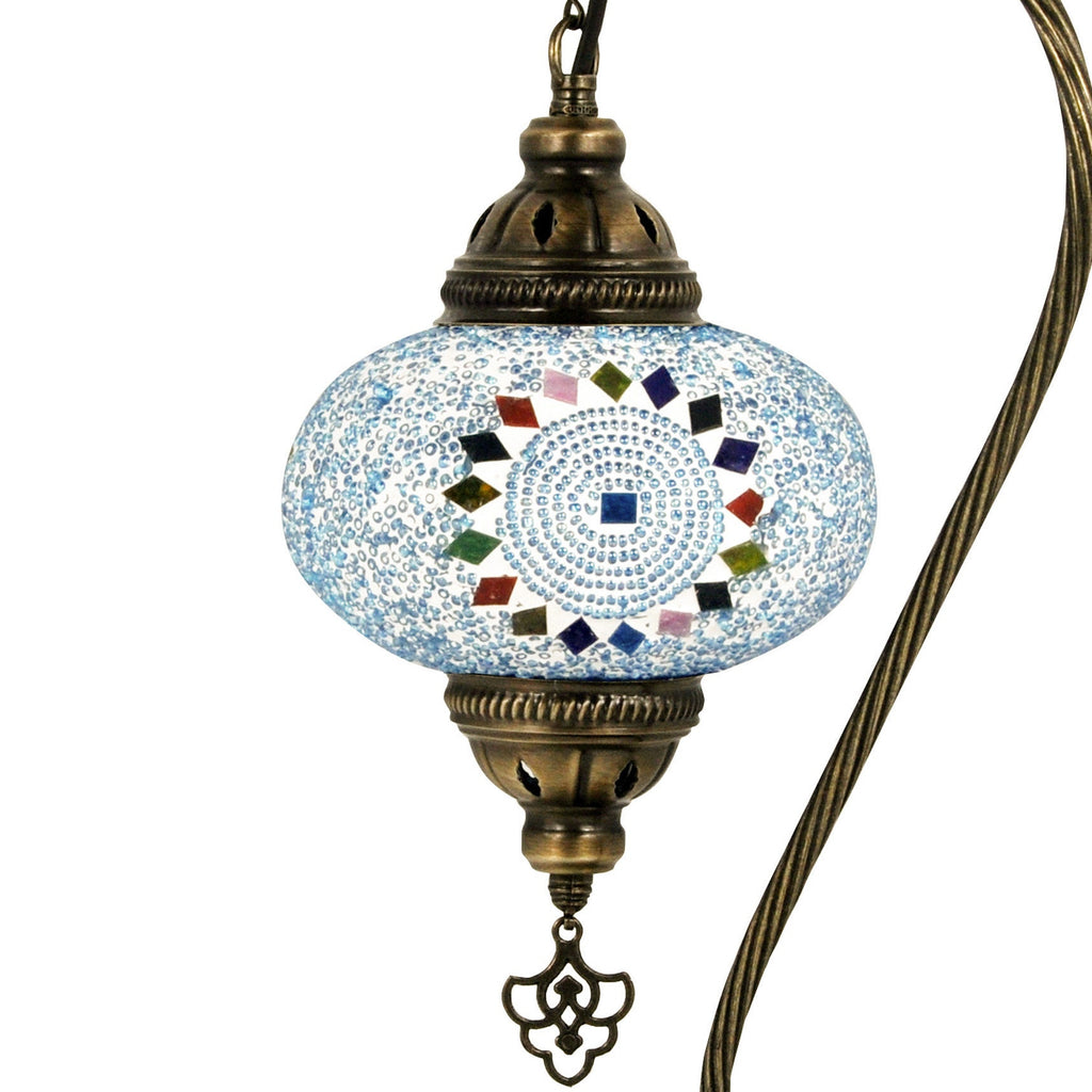 MoslandHome Handmade Turkish Mosaic Swan Neck Table Lamp