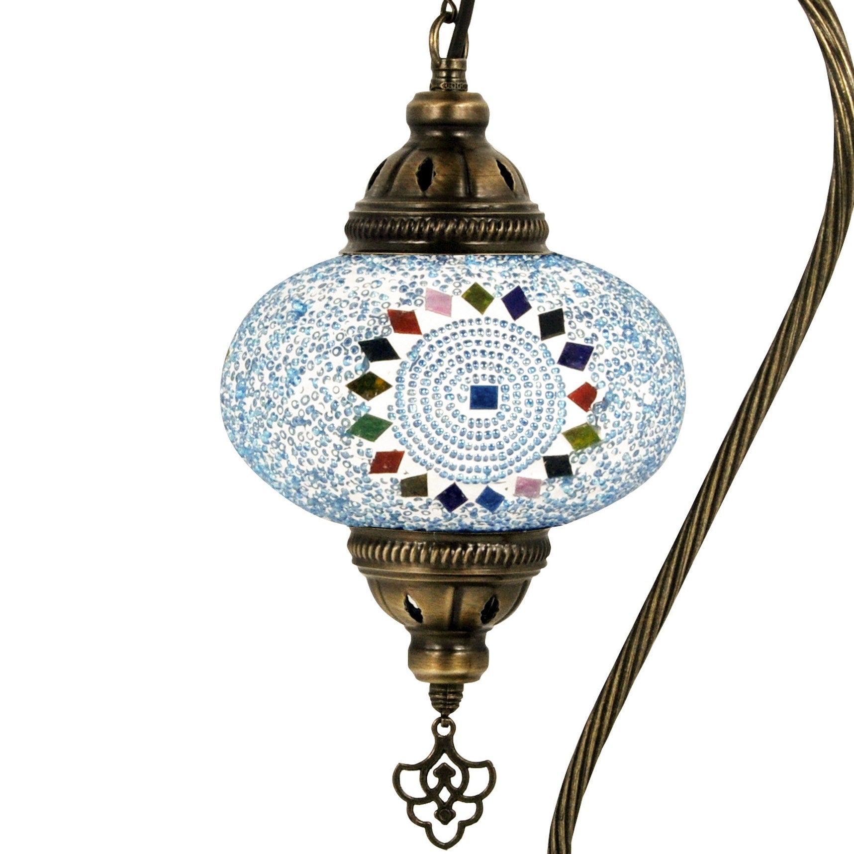 MoslandHome Handmade Turkish Mosaic Swan Neck Table Lamp