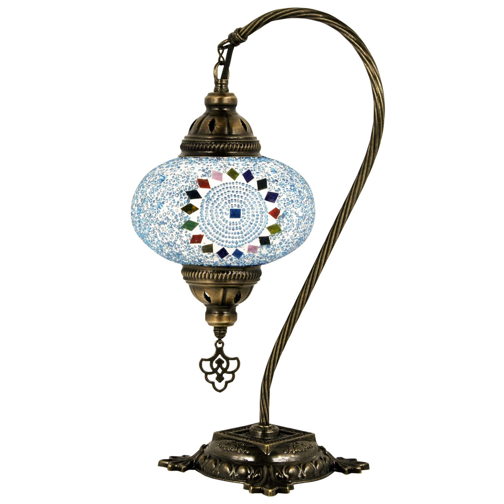 MoslandHome Handmade Turkish Mosaic Swan Neck Table Lamp