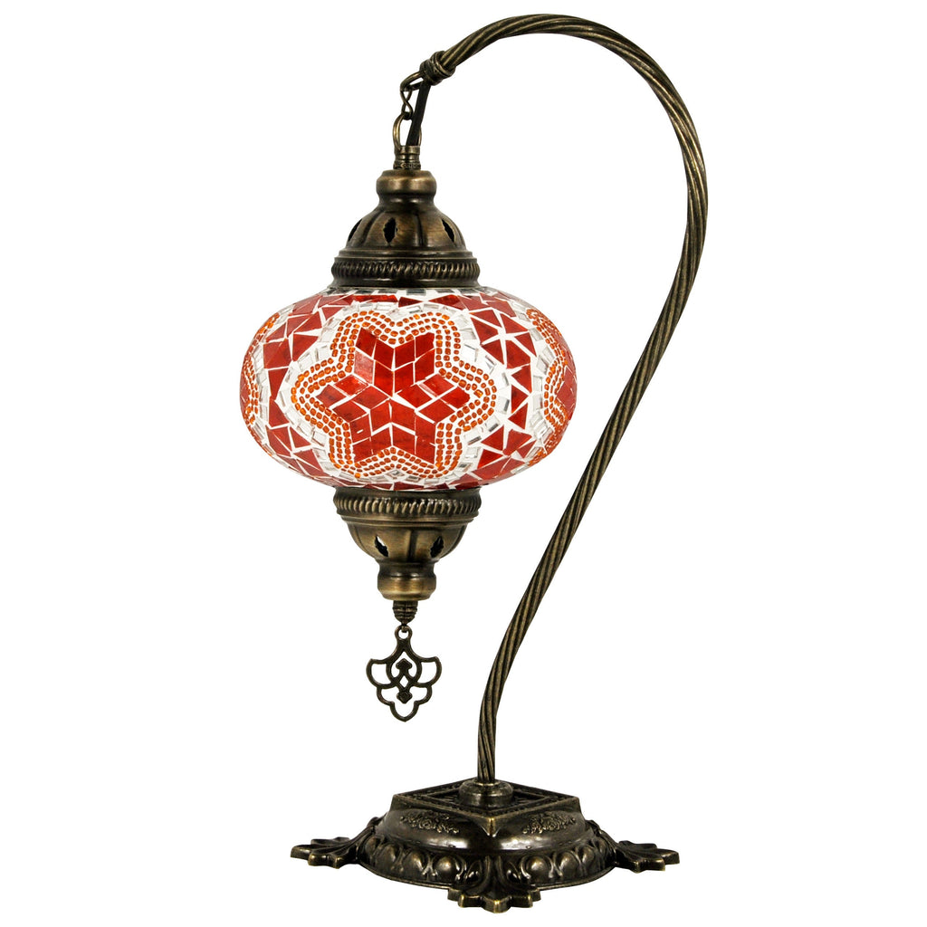 MoslandHome Handmade Turkish Mosaic Lamp Swan Neck Table Lamp