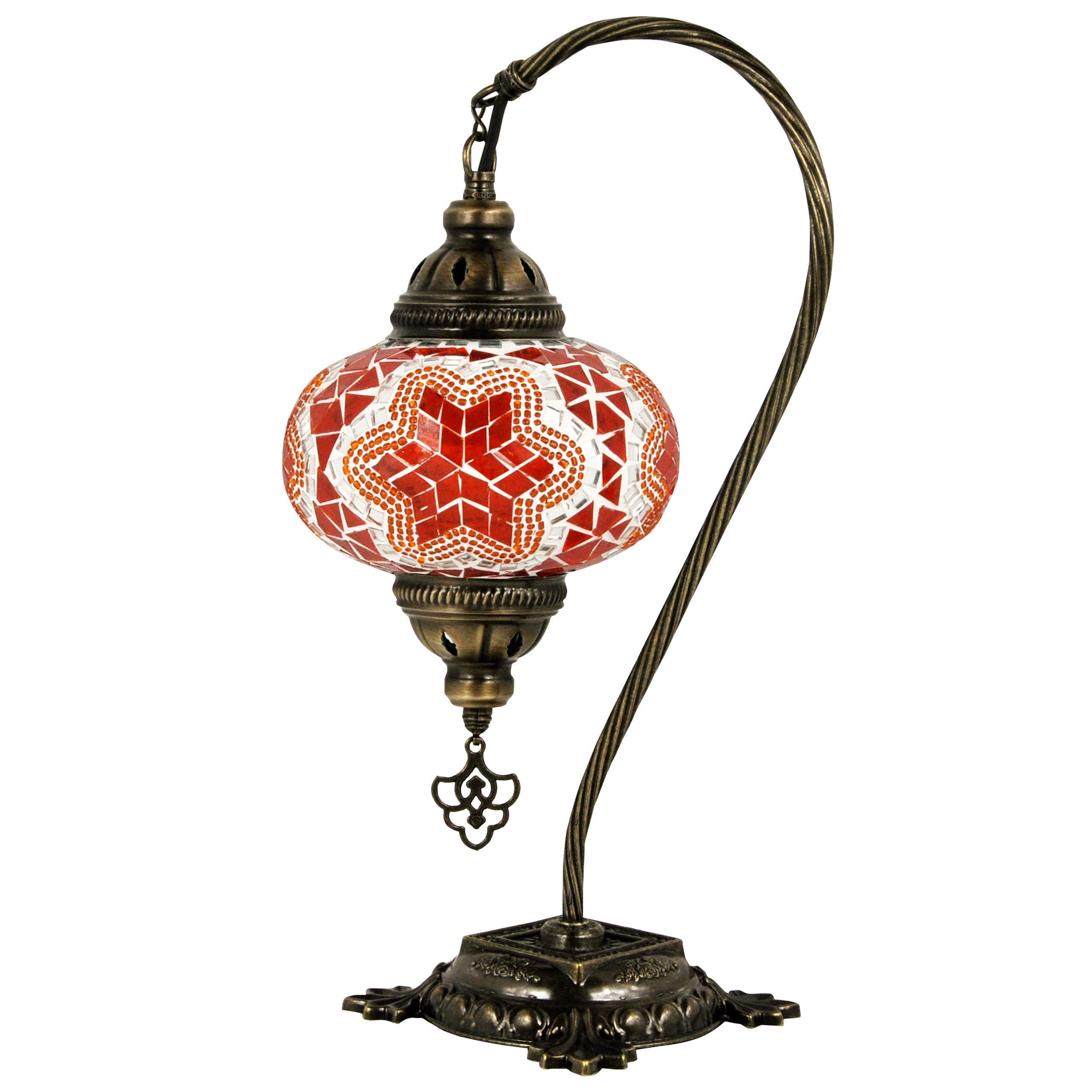 MoslandHome Handmade Turkish Mosaic Lamp Swan Neck Table Lamp