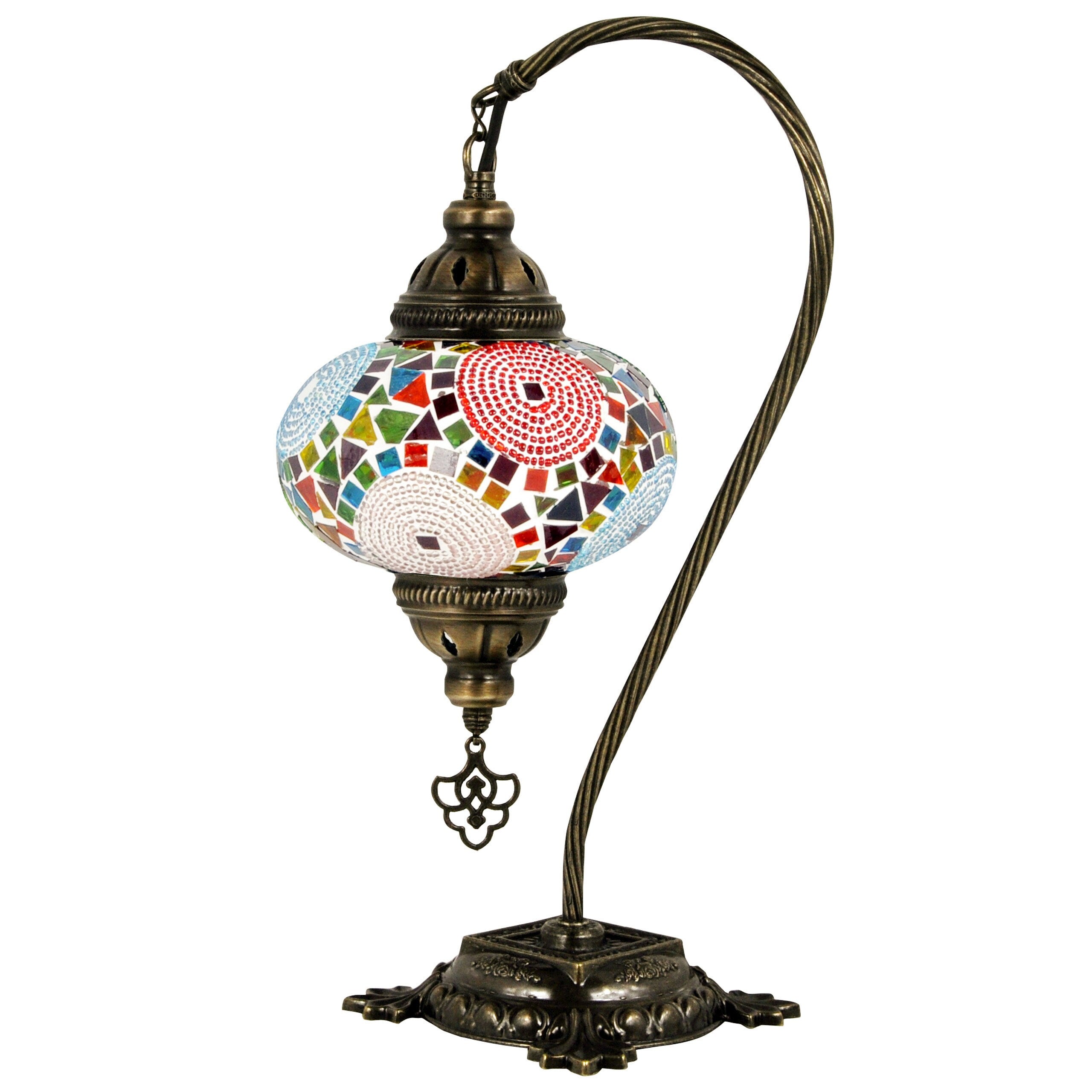 MoslandHome Handmade Turkish Mosaic Swan Neck Table Lamp