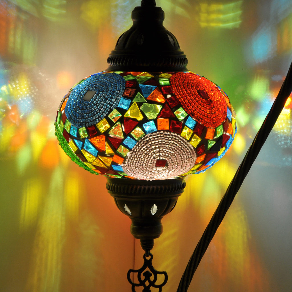 MoslandHome Handmade Turkish Mosaic Swan Neck Table Lamp