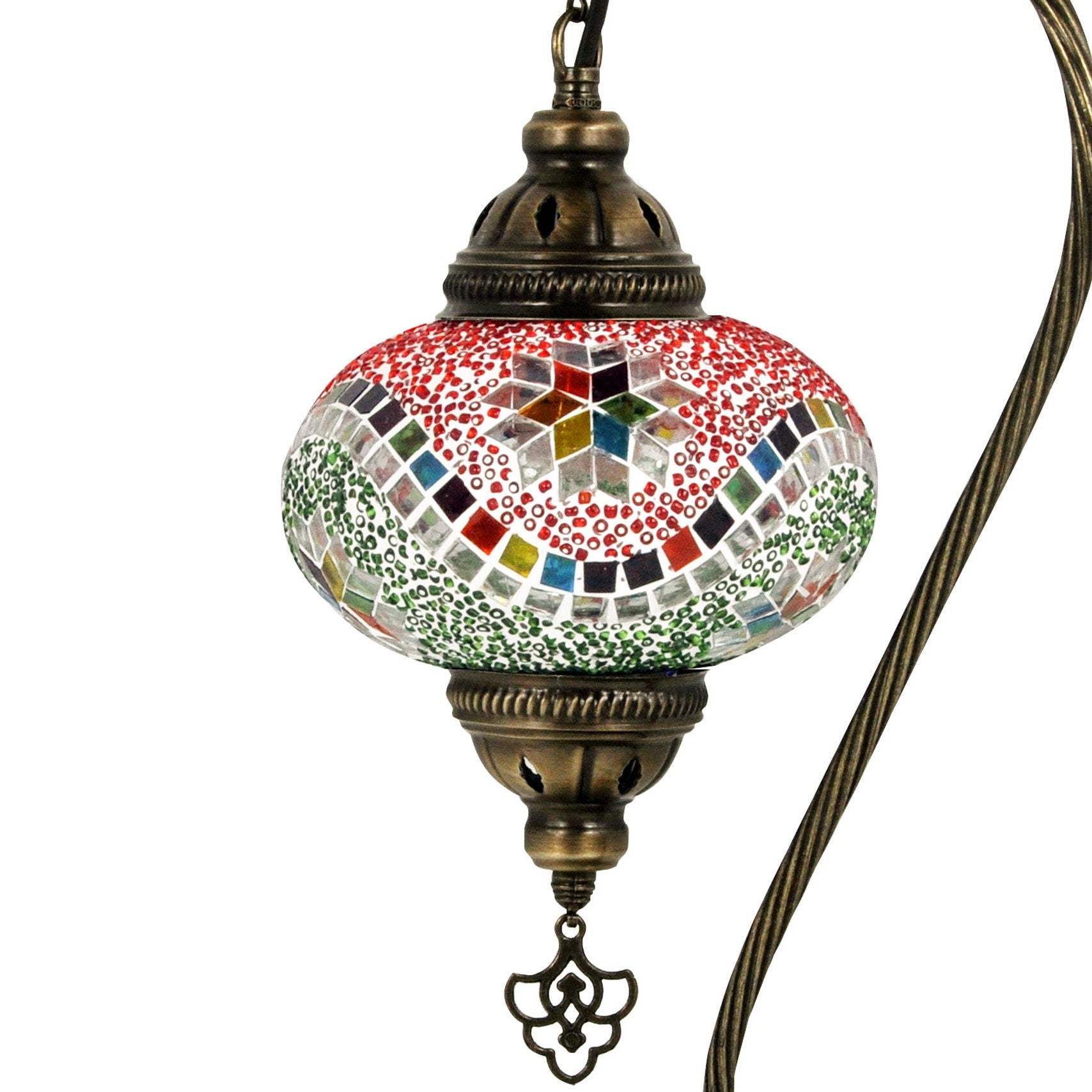 MoslandHome Handmade Turkish Mosaic Lamp Swan Neck Bedside Mosaic Glass Table Lamp