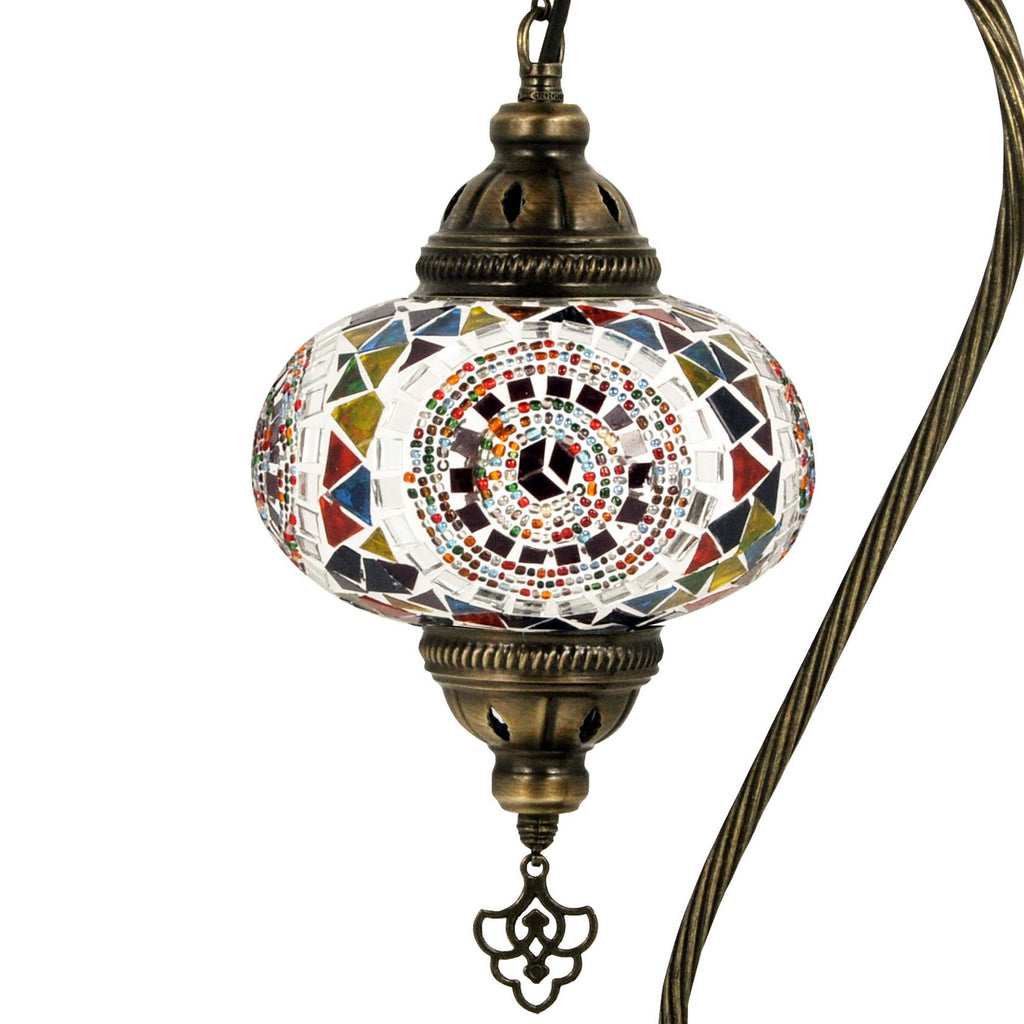MoslandHome Handmade Turkish Mosaic Table Lamp Swan Neck Tiffany 6.5in