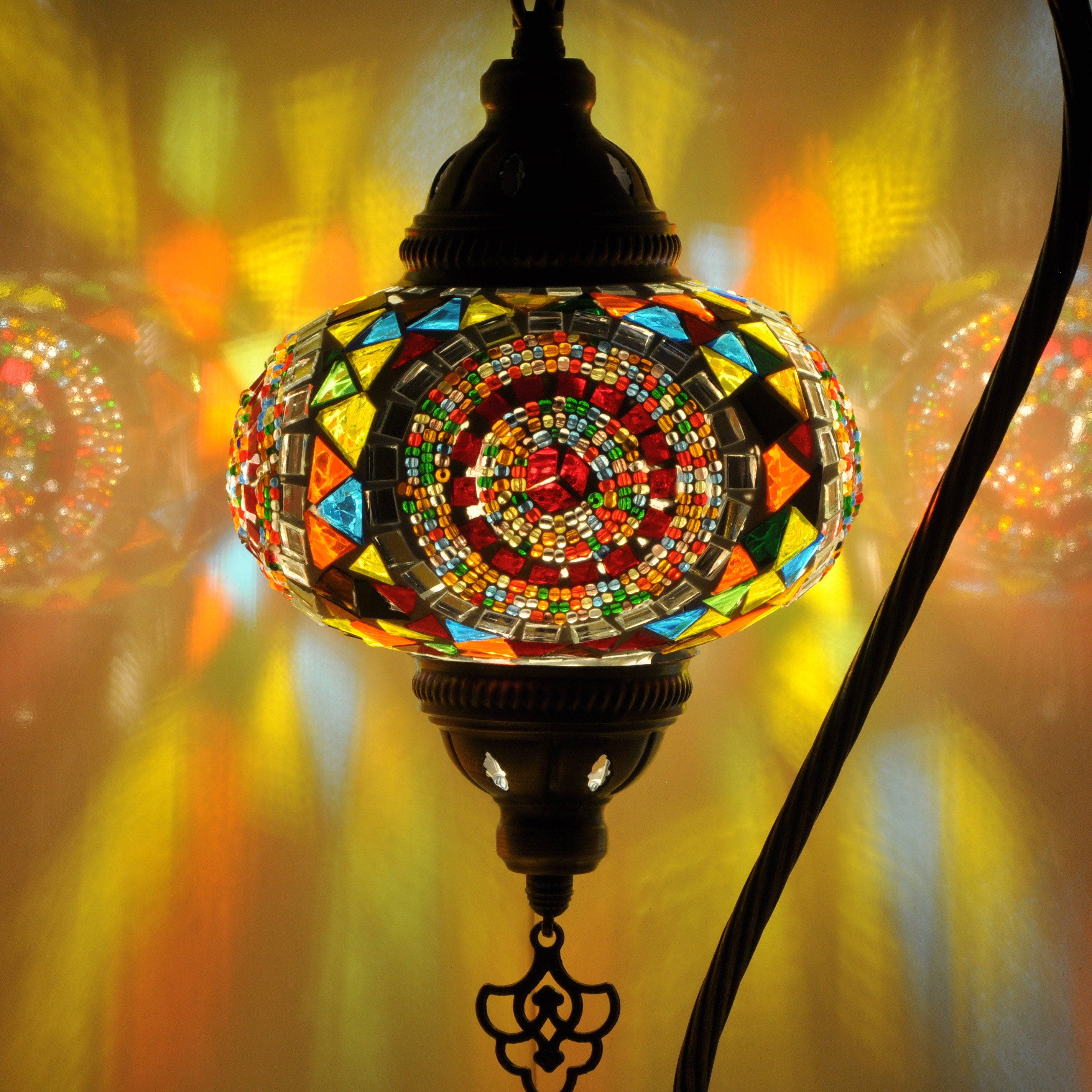MoslandHome Handmade Turkish Mosaic Table Lamp Swan Neck Tiffany 6.5in