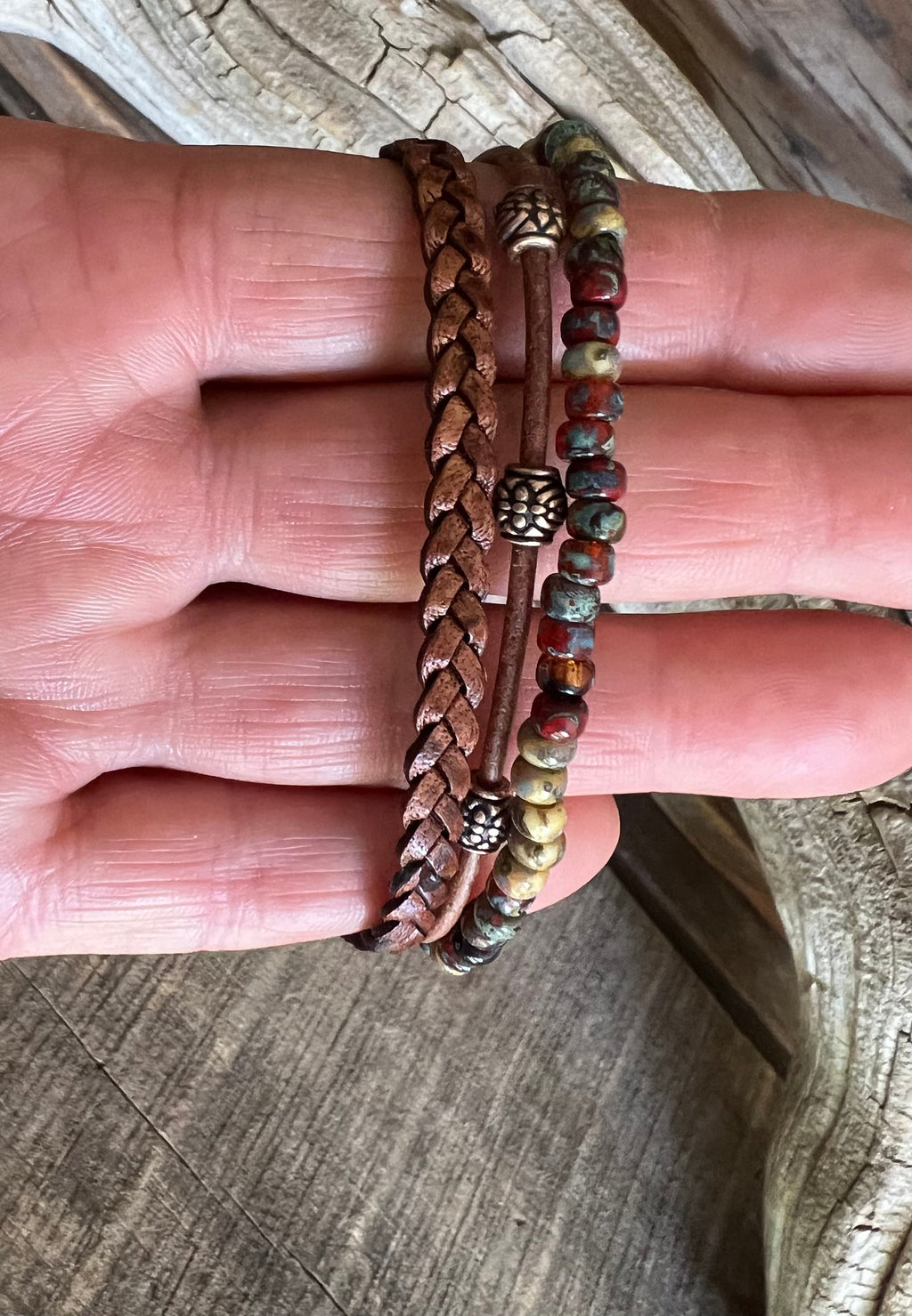 Earthy Boho Wrap Bracelet, Urban Hippie Jewelry, Easy Wrap Magnetic Clasp