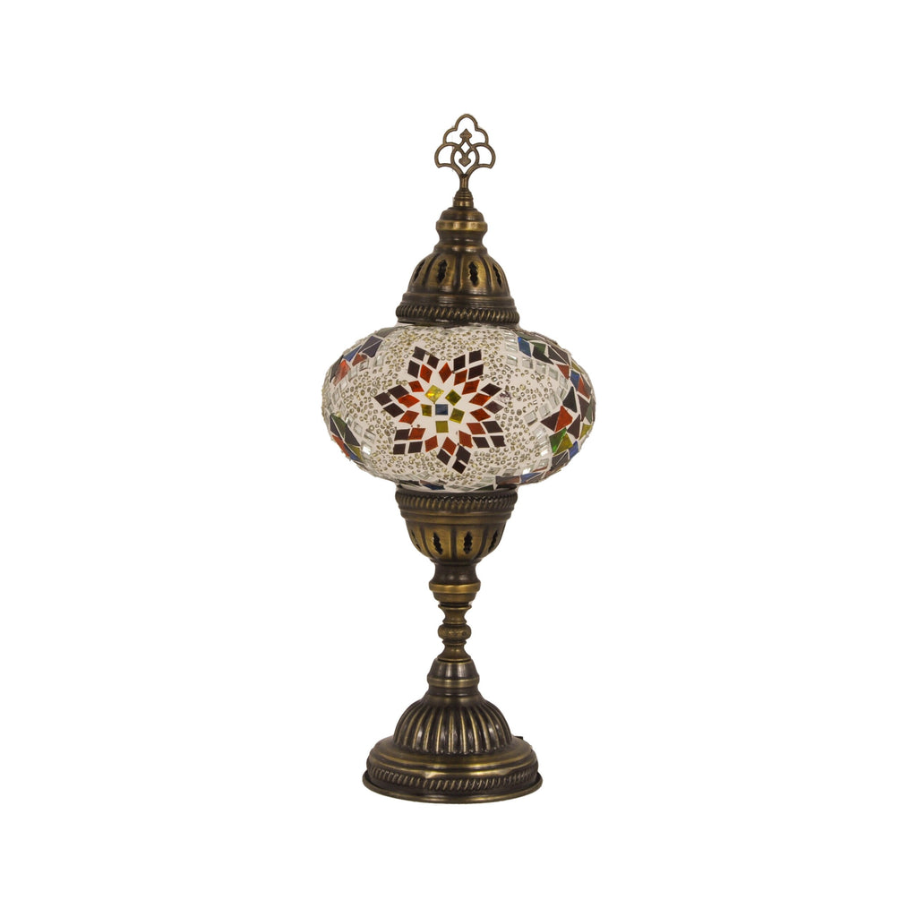 MoslandHome Handmade Turkish Mosaic Lamp: Bohemian Glass Table Lamp 6.5in
