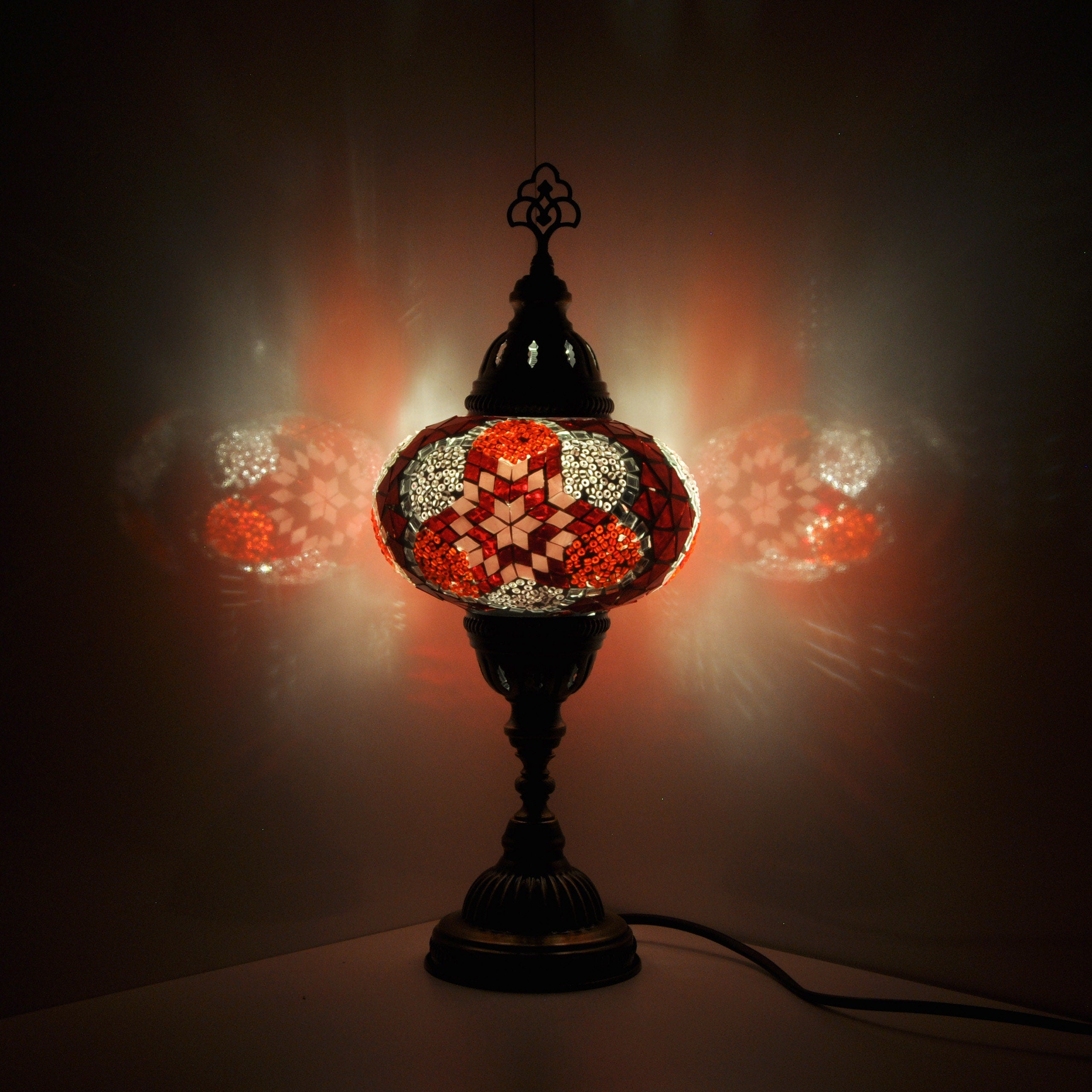 MoslandHome Handmade Turkish Mosaic Table Lamp 6.5in Globe