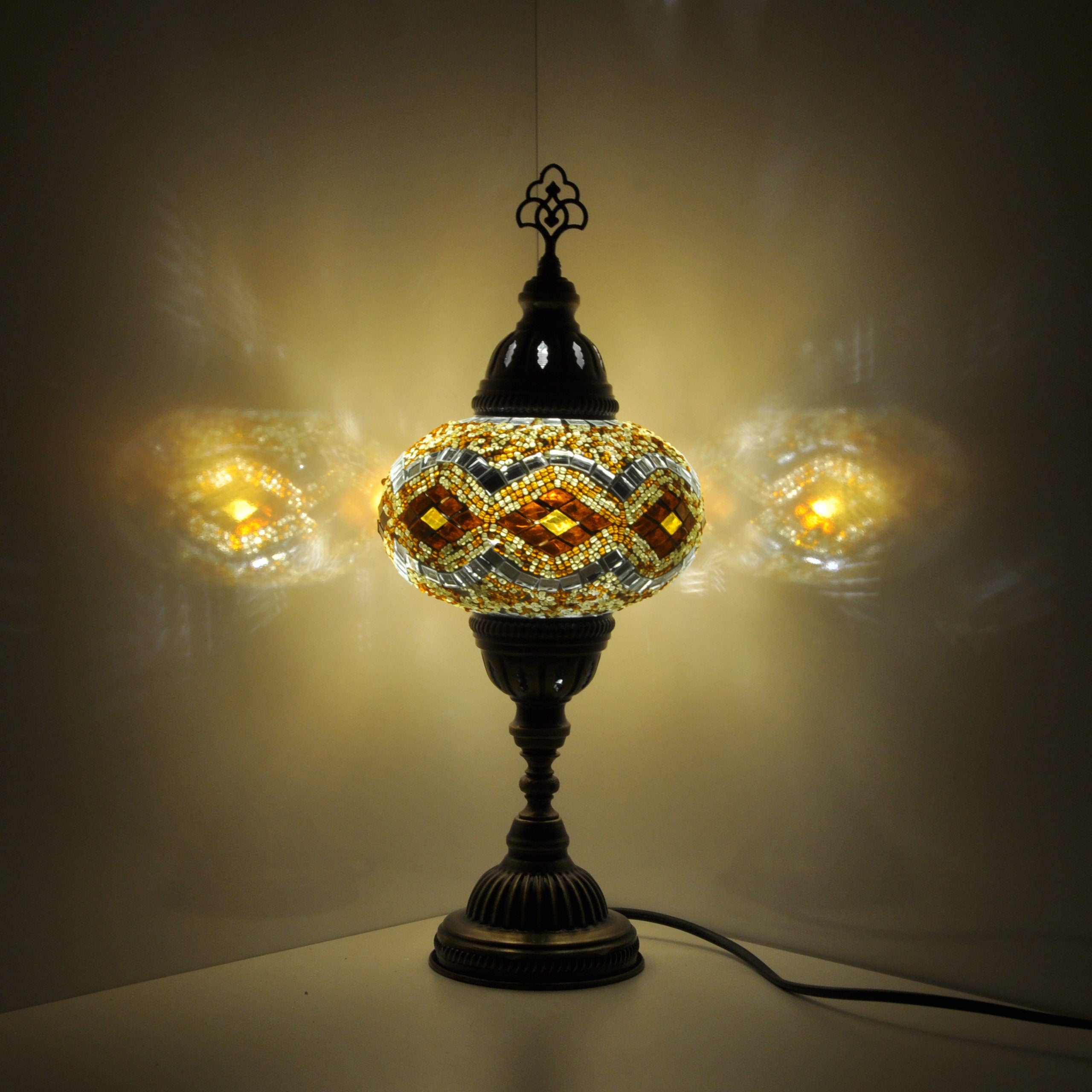 MoslandHome Handmade Turkish Mosaic Table Lamp Bohemian 6.5in
