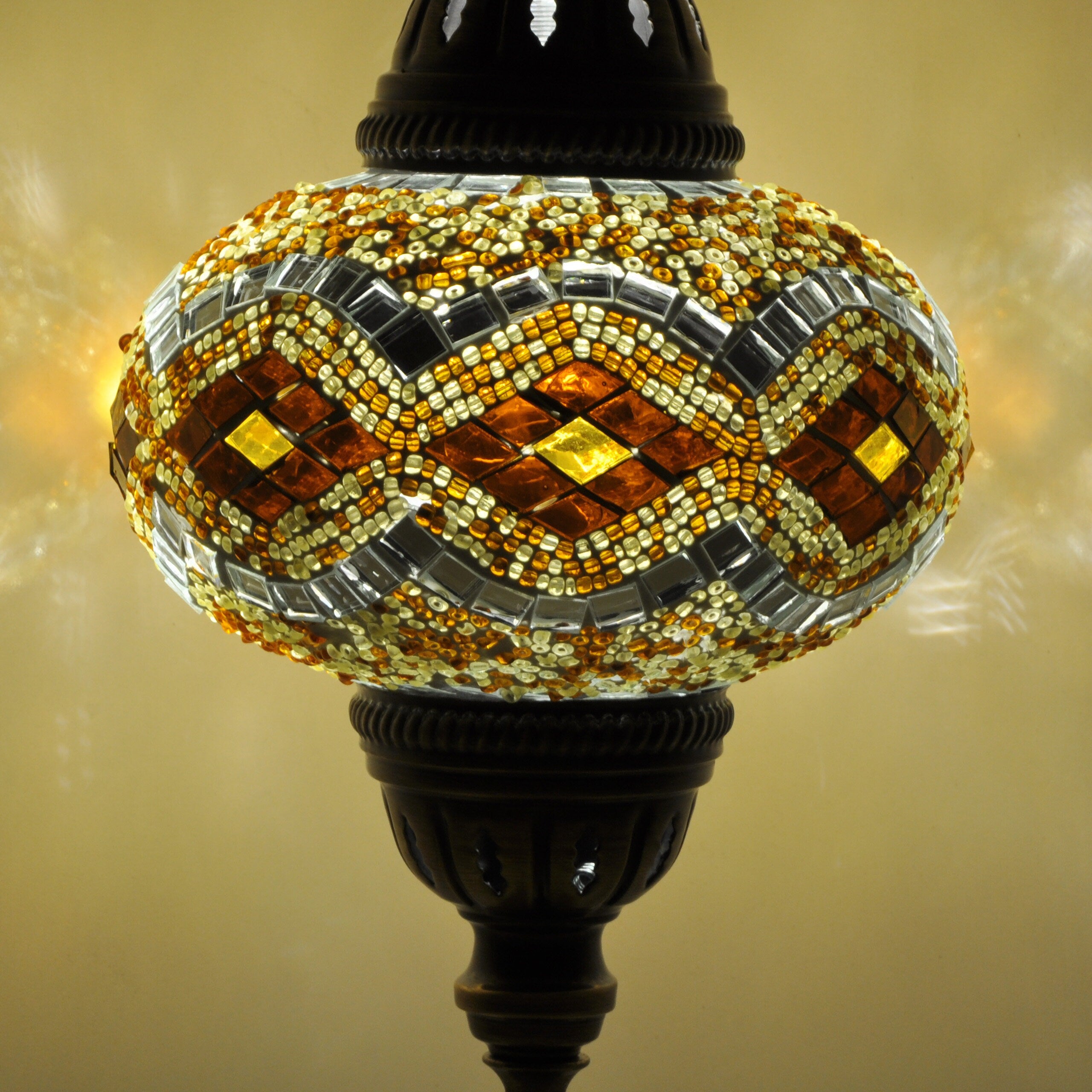 MoslandHome Handmade Turkish Mosaic Table Lamp Bohemian 6.5in