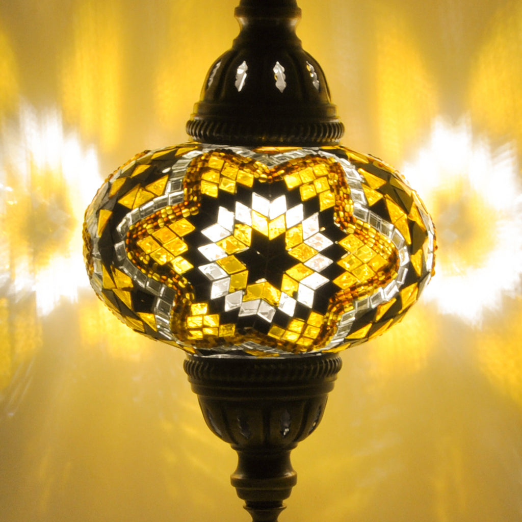 MoslandHome Handmade Turkish Mosaic Glass Table Lamp 6.5in