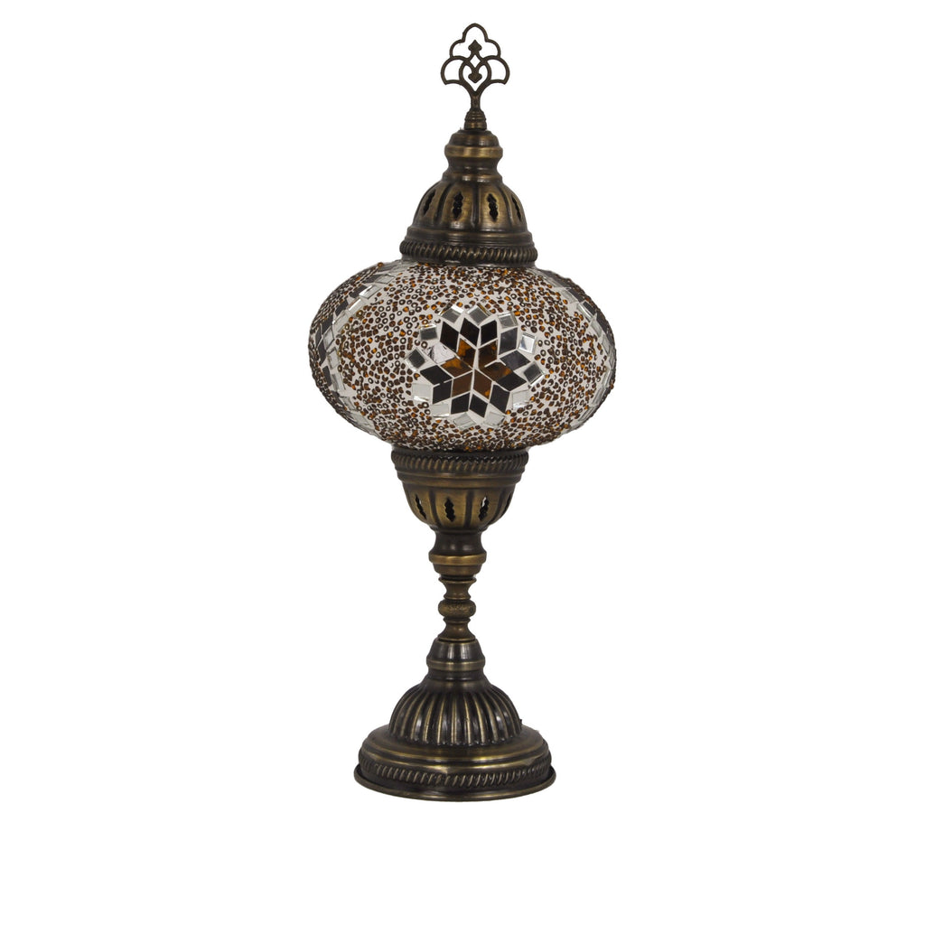 MoslandHome Handmade Turkish Mosaic Table Lamp 6.5in Brass
