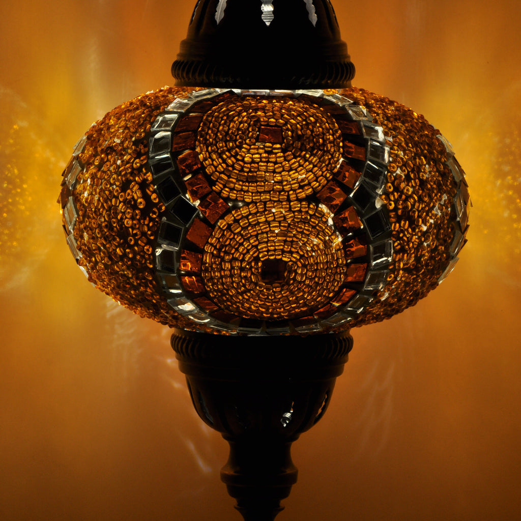 MoslandHome Handmade Turkish Mosaic Table Lamp 6.5in Brass
