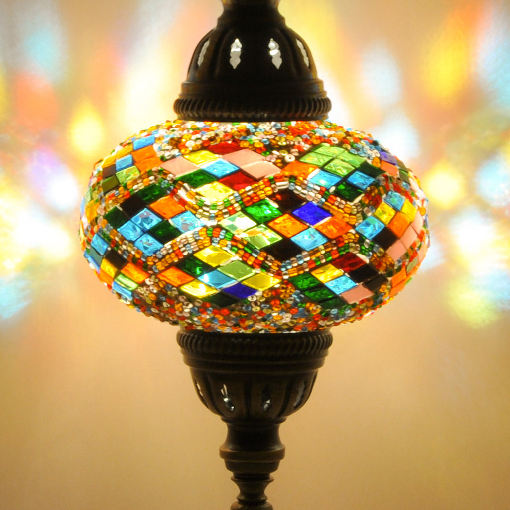 MoslandHome Handmade Turkish Mosaic Table Lamp Bohemian 6.5in