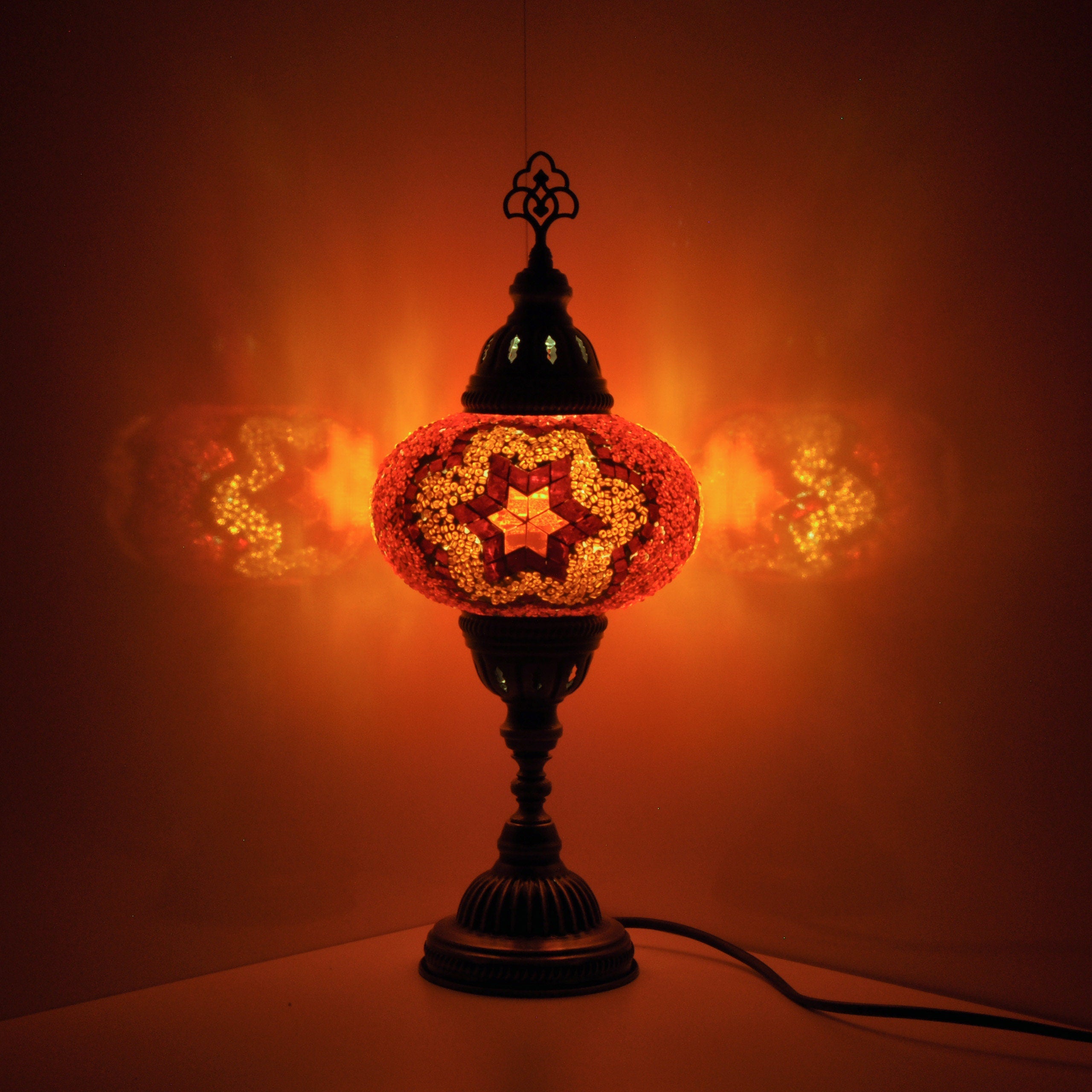 MoslandHome Handmade Turkish Mosaic Table Lamp 6.5in Globe
