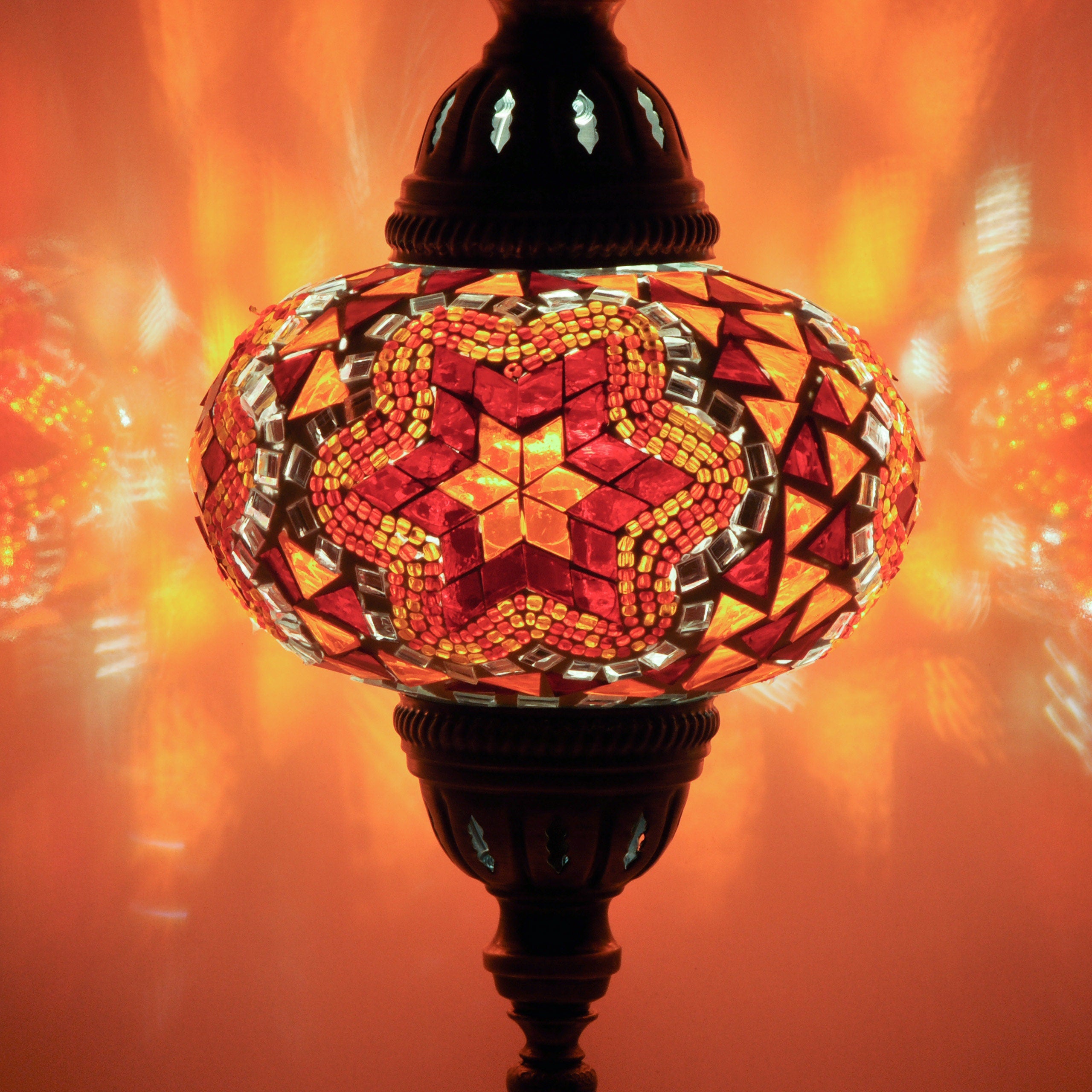 MoslandHome Handmade Turkish Mosaic Bedside Table Lamp 6.5in