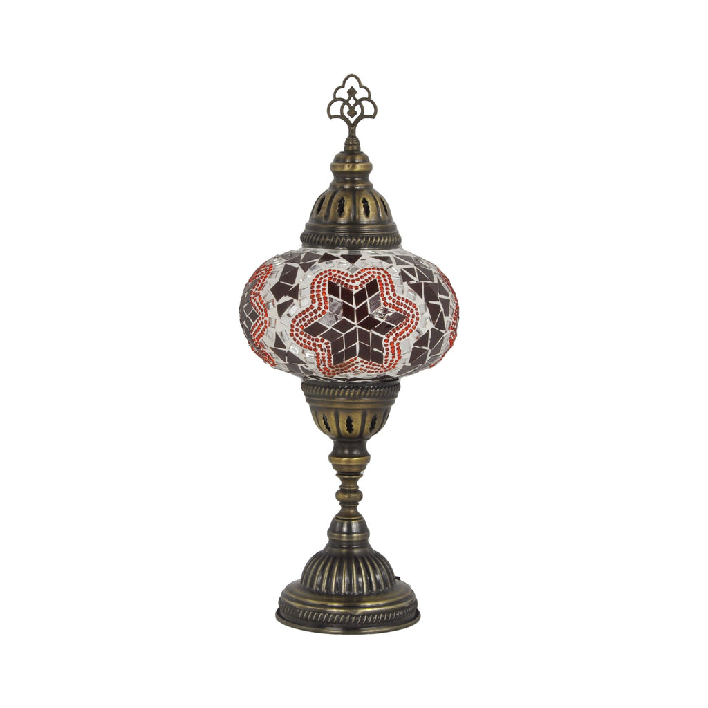 MoslandHome Handmade Turkish Mosaic Table Lamp Bedside Red Gold