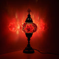 MoslandHome Handmade Turkish Mosaic Table Lamp Bedside Red Gold