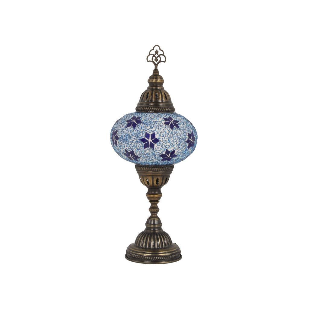MoslandHome Handmade Turkish Mosaic Table Lamp Bohemian Night Light Blue