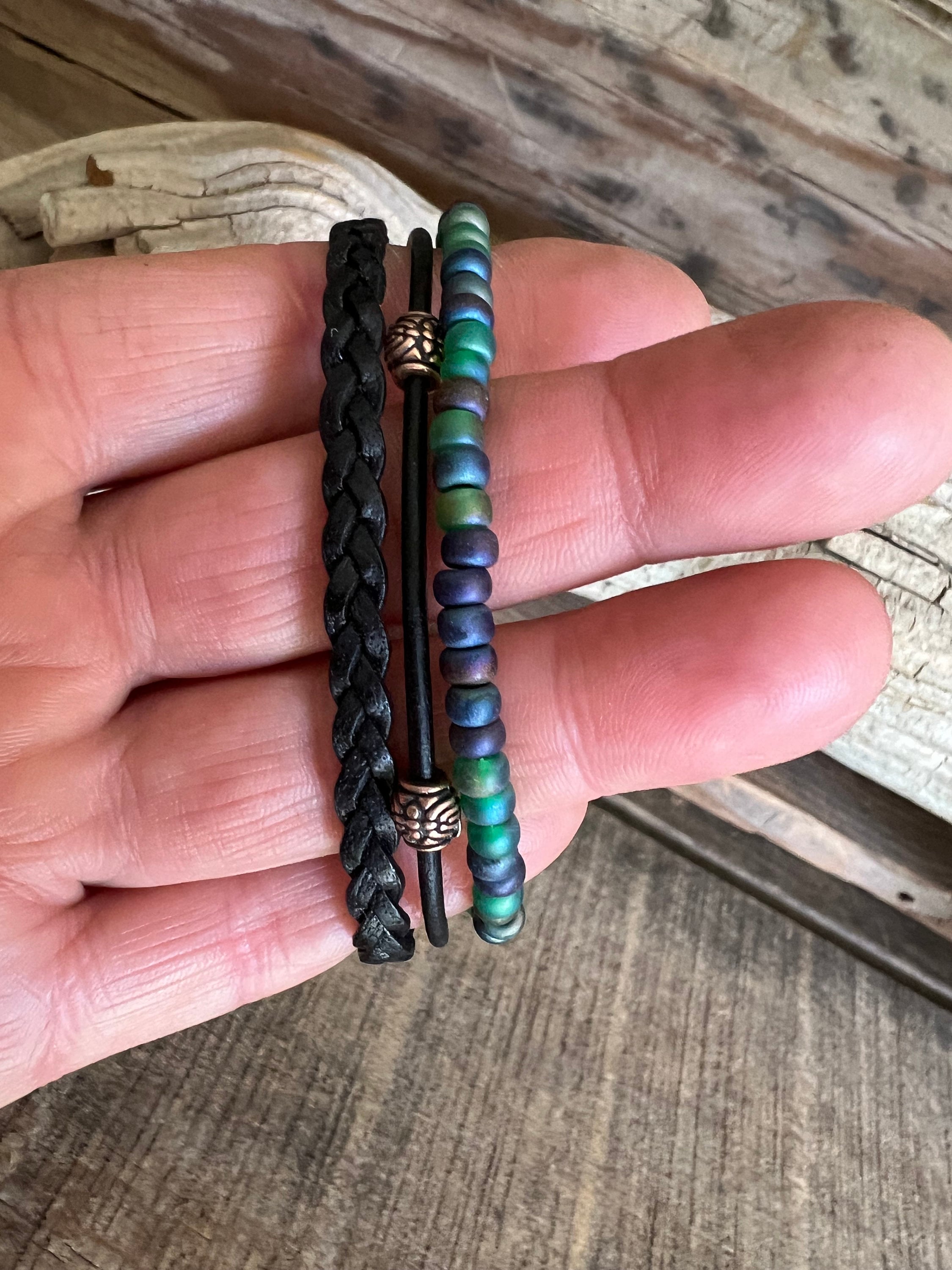 Earthy Boho Wrap Bracelet, Urban Hippie Jewelry, Easy Wrap Magnetic Clasp