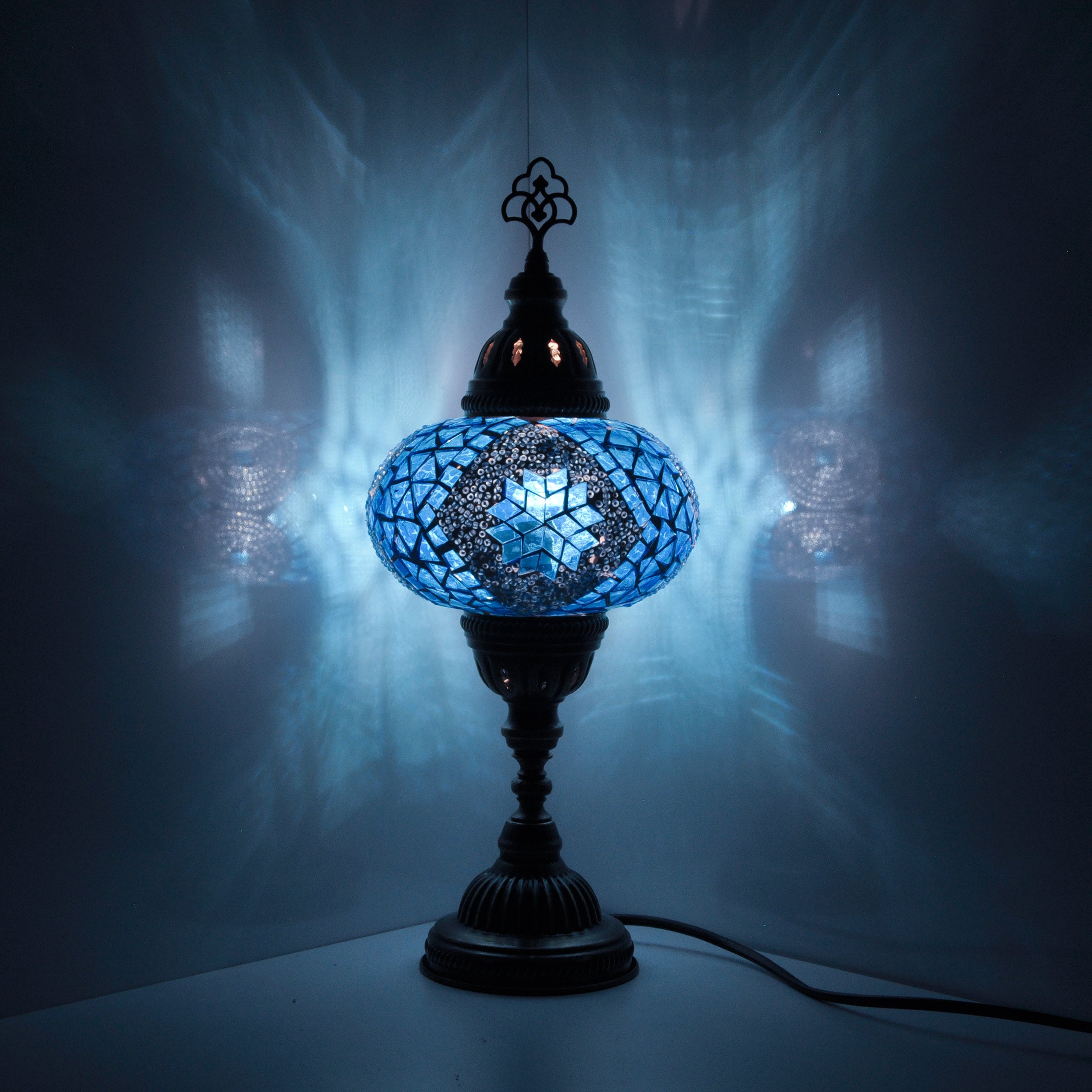MoslandHome Handmade Turkish Mosaic Table Lamp Bohemian 6.5in