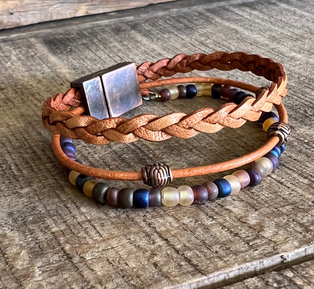 BohoWrapFrancesca Earthy Boho Wrap Bracelet Urban Hippie Magnetic Clasp
