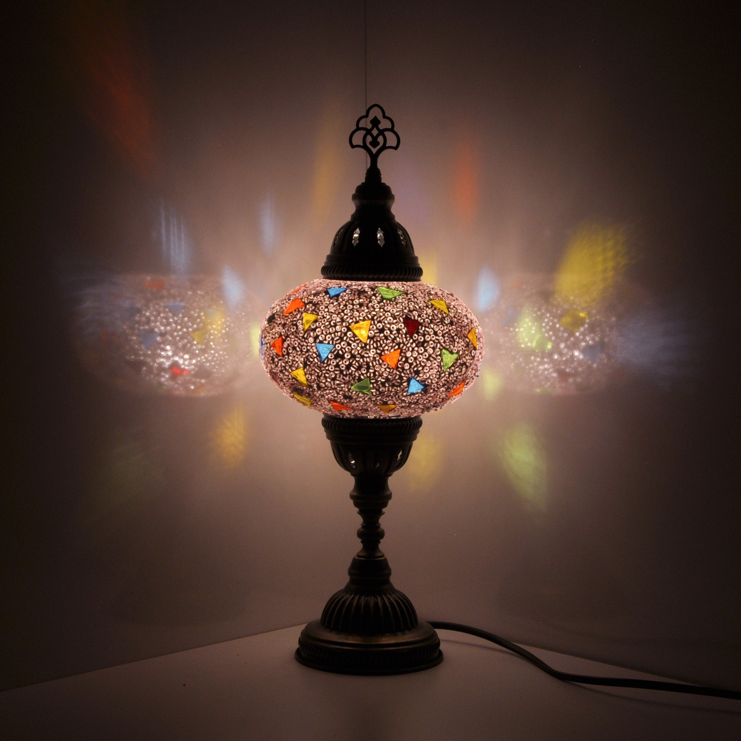 MoslandHome Handmade Turkish Mosaic Table Lamp Bohemian 13.8in