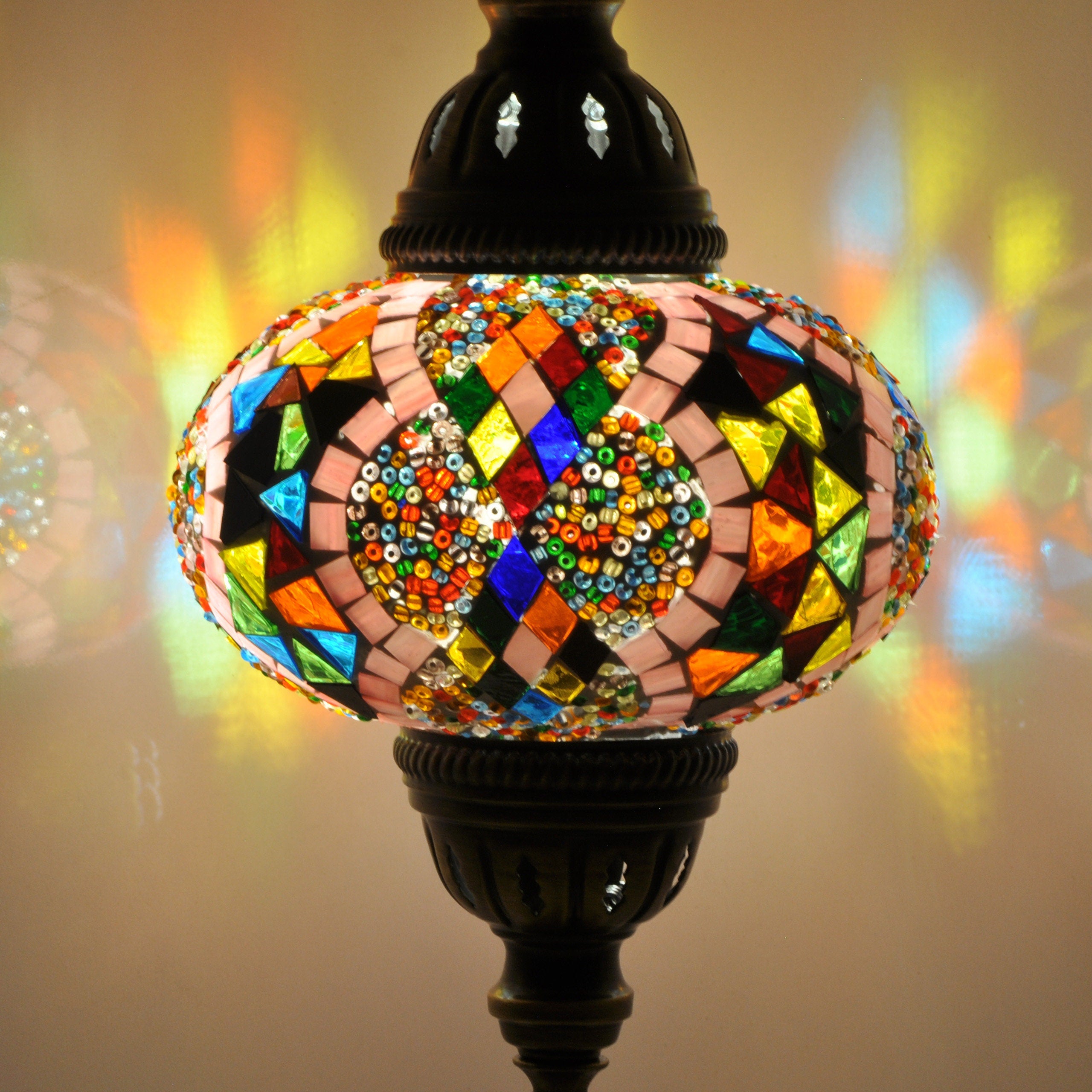 MoslandHome Handmade Turkish Mosaic Lamp 6.5in Diameter
