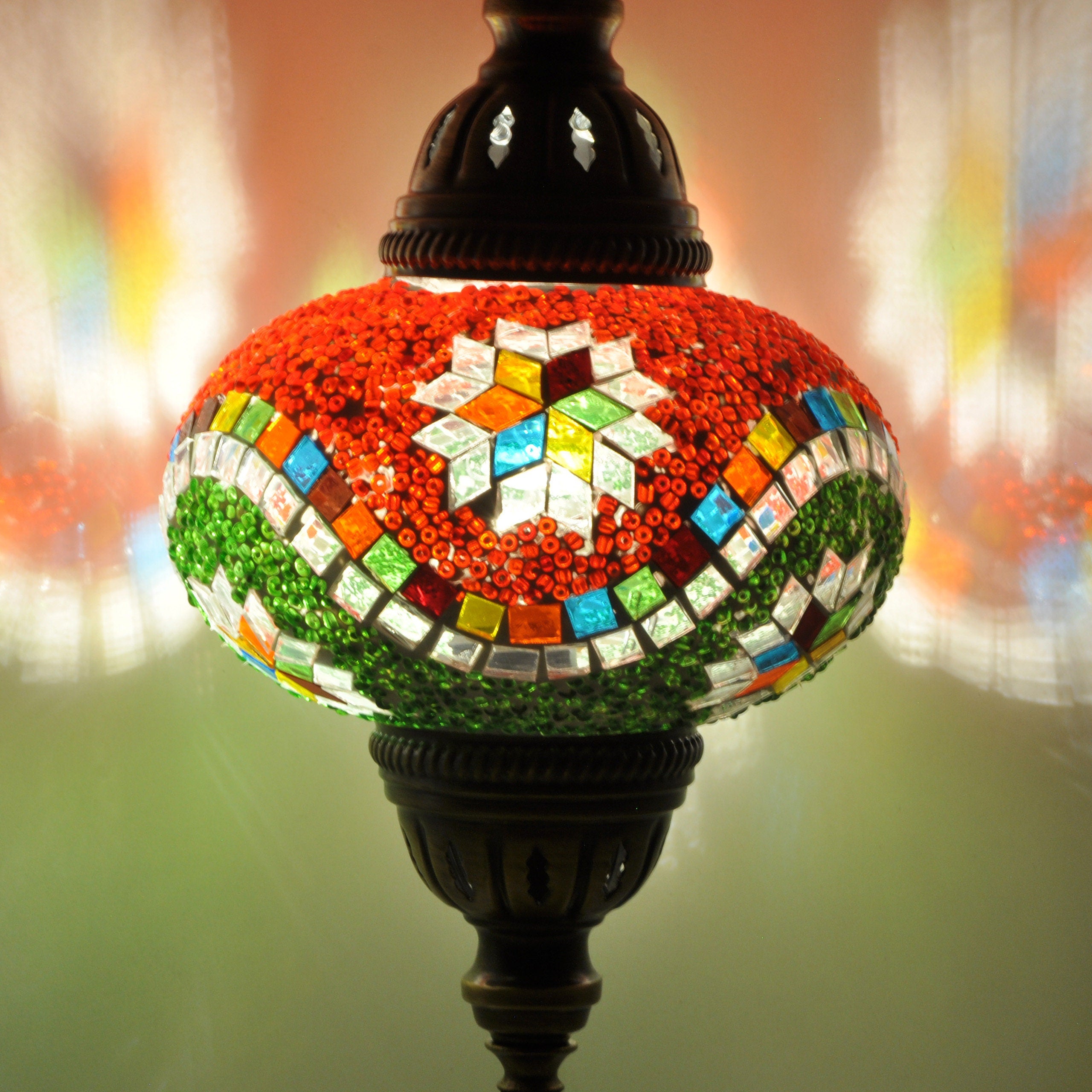 MoslandHome Handmade Turkish Mosaic Table Lamp Bohemian 6.5in