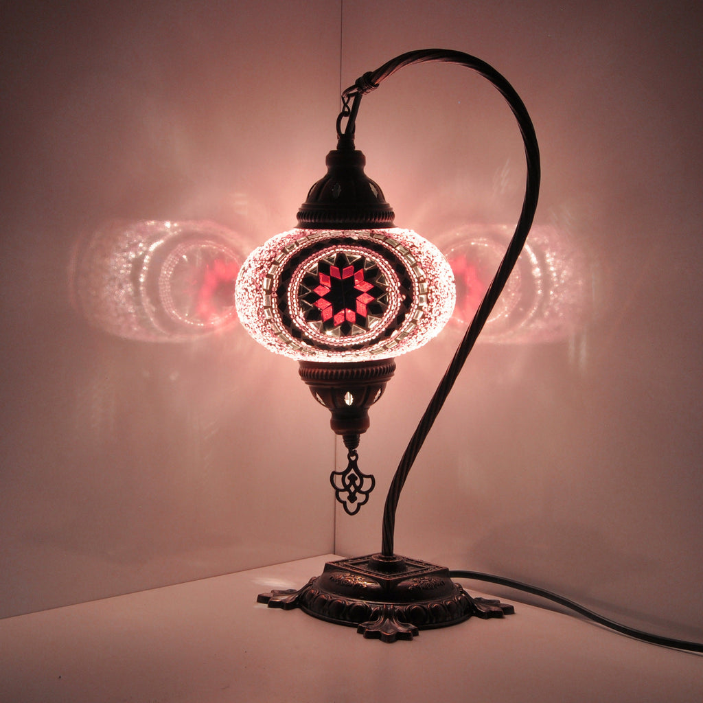 MoslandHome Handmade Turkish Mosaic Table Lamp Swan Neck 10 Styles