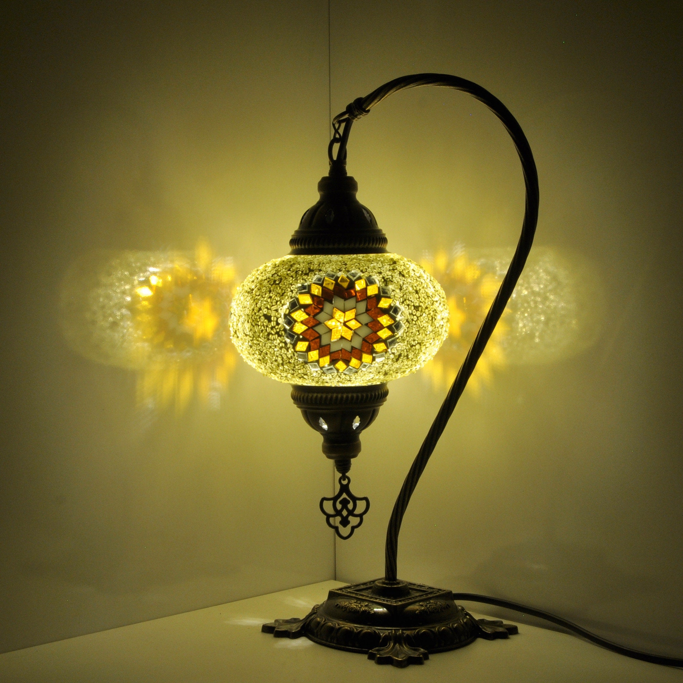 MoslandHome Handmade Turkish Mosaic Table Lamp Swan Neck 10 Styles