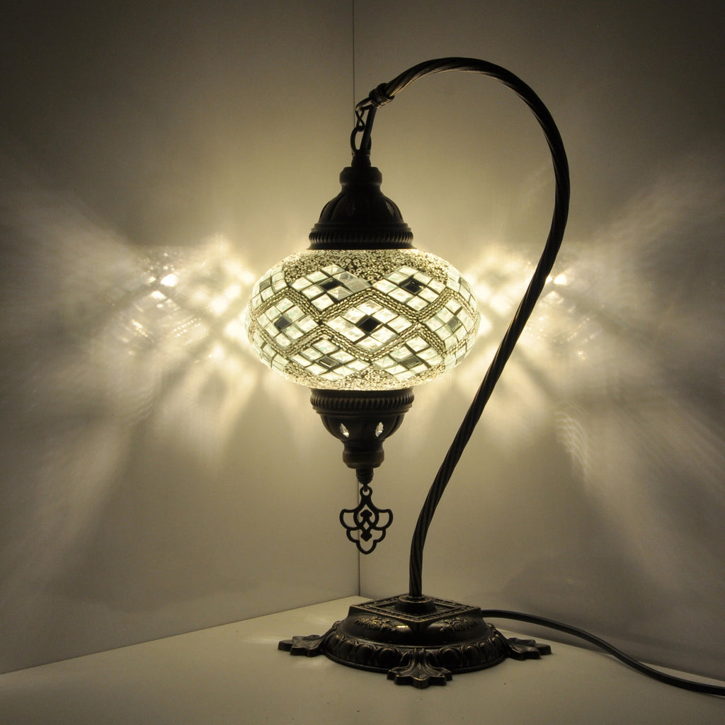 MoslandHome Mosaic Glass Table Lamp Handmade Swan Neck 10 Styles
