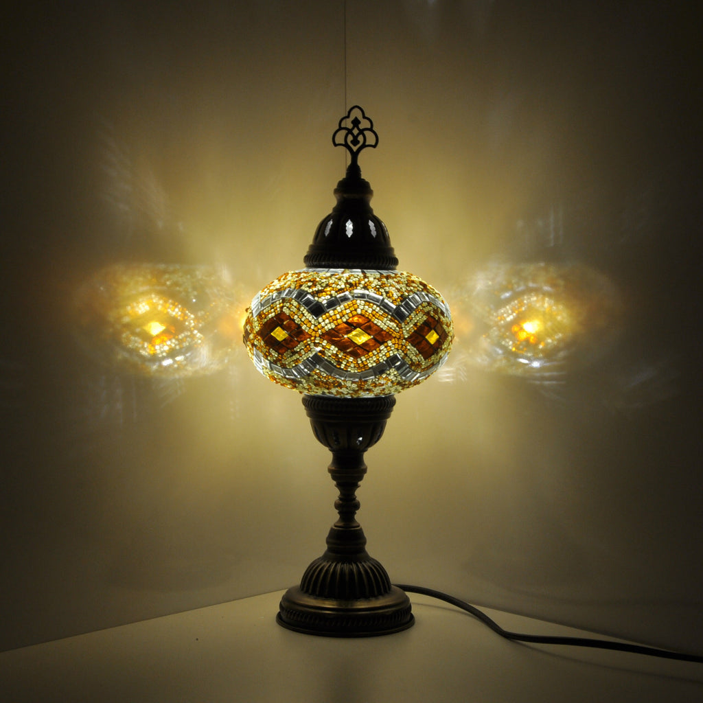 MoslandHome Handmade Turkish Mosaic Glass Table Lamp 13.77in