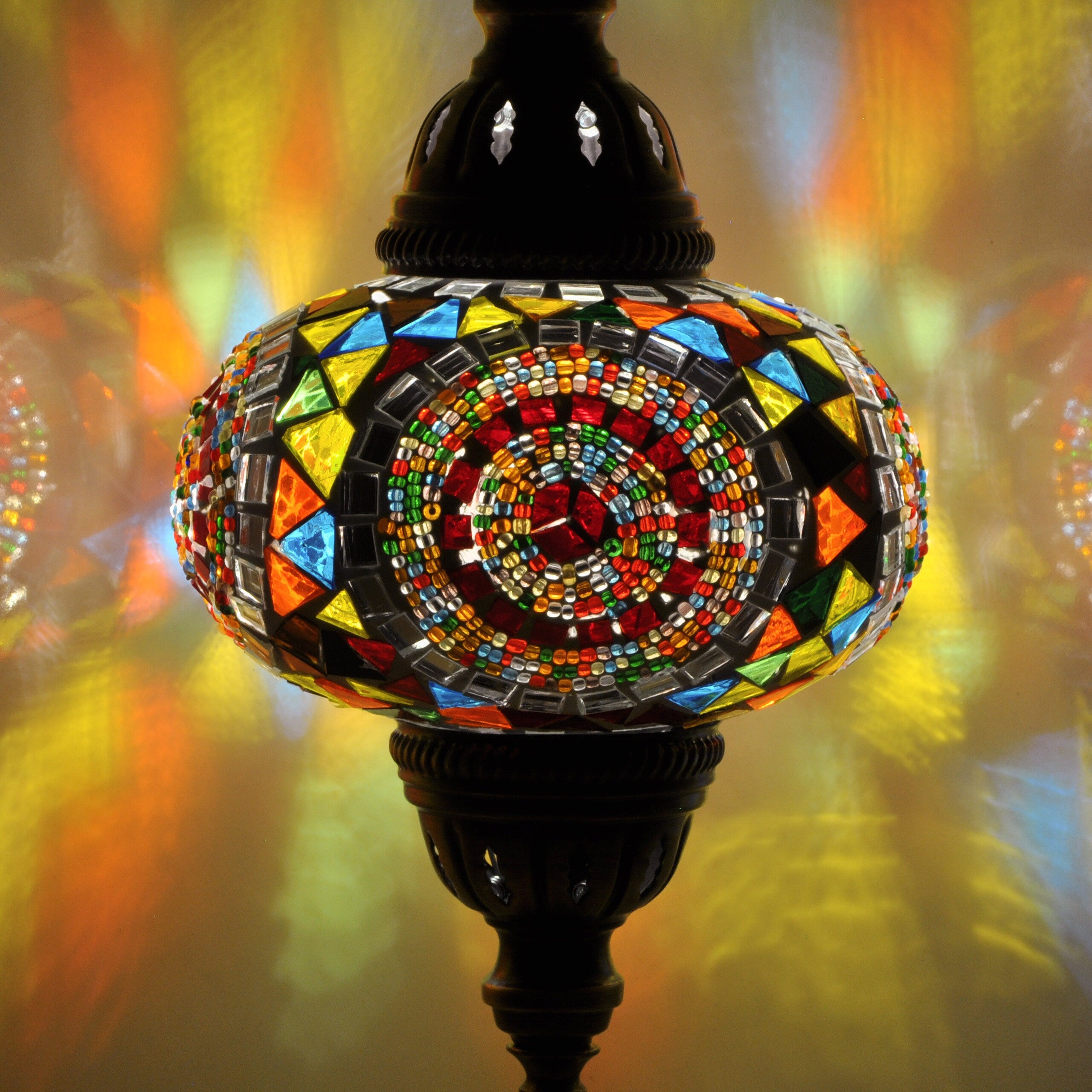 MoslandHome Handmade Turkish Mosaic Lamp: Bohemian Bedside Night Light 6.5in Globe