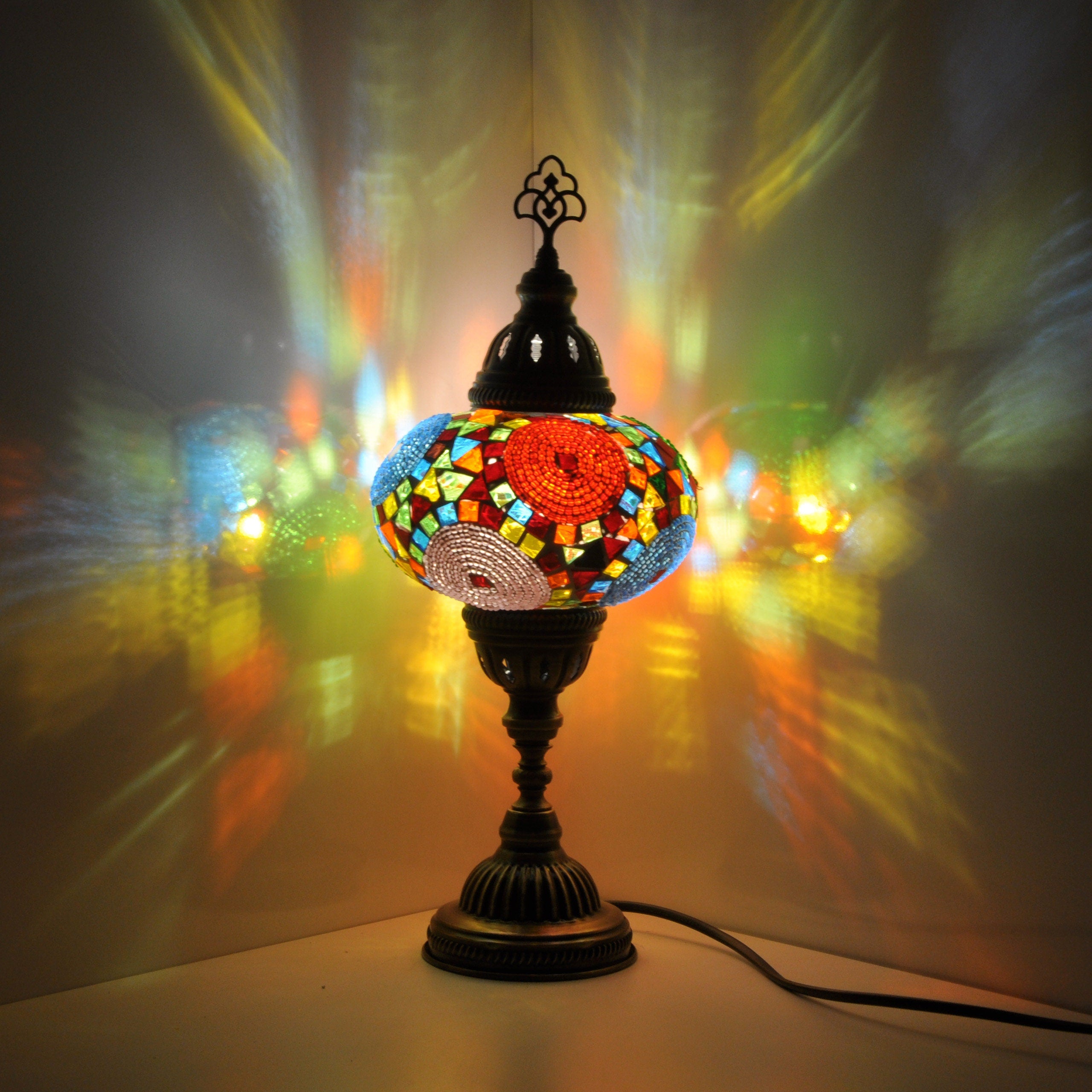 MoslandHome Handmade Turkish Mosaic Table Lamp 6.5in