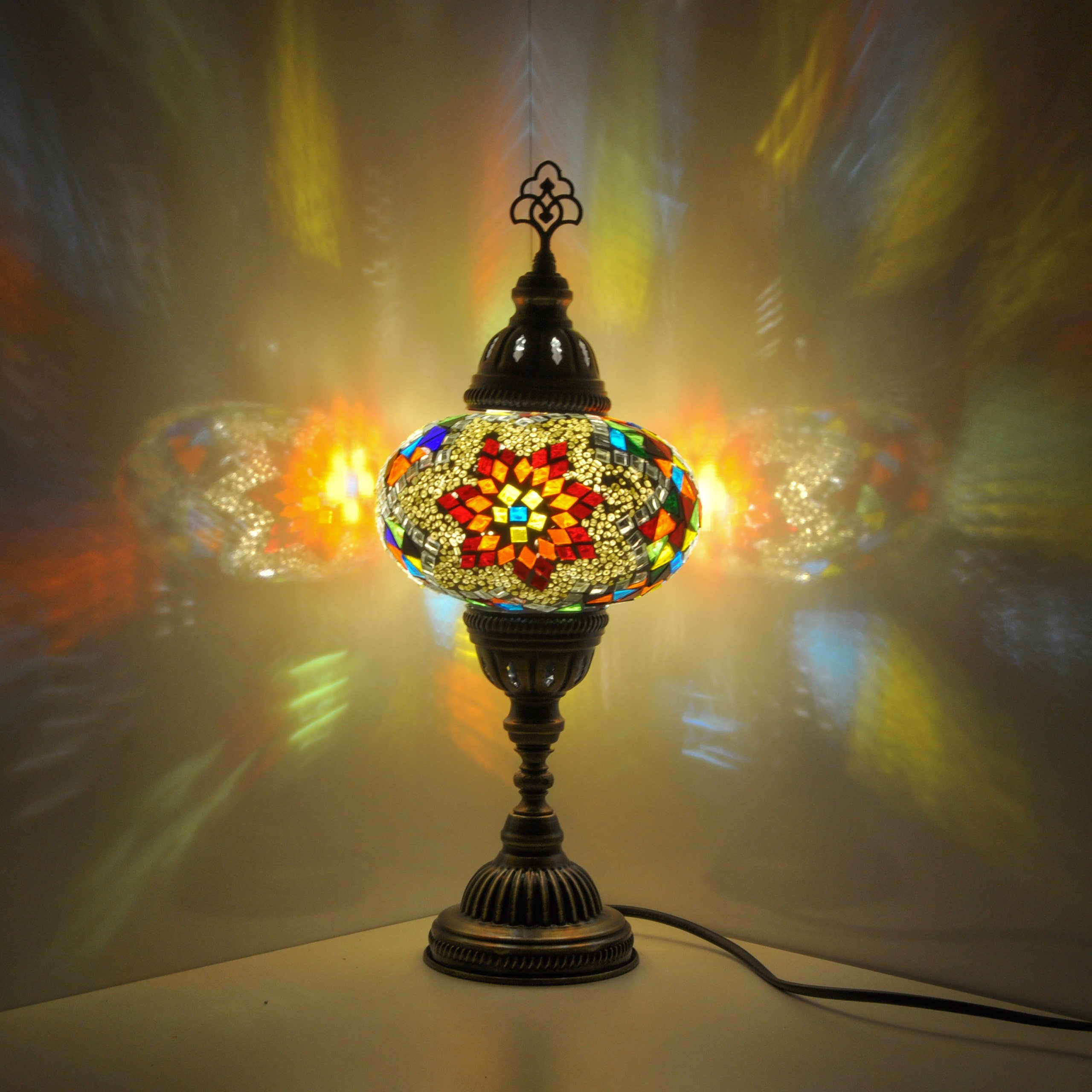 MoslandHome Handmade Turkish Mosaic Table Lamp 6.5in
