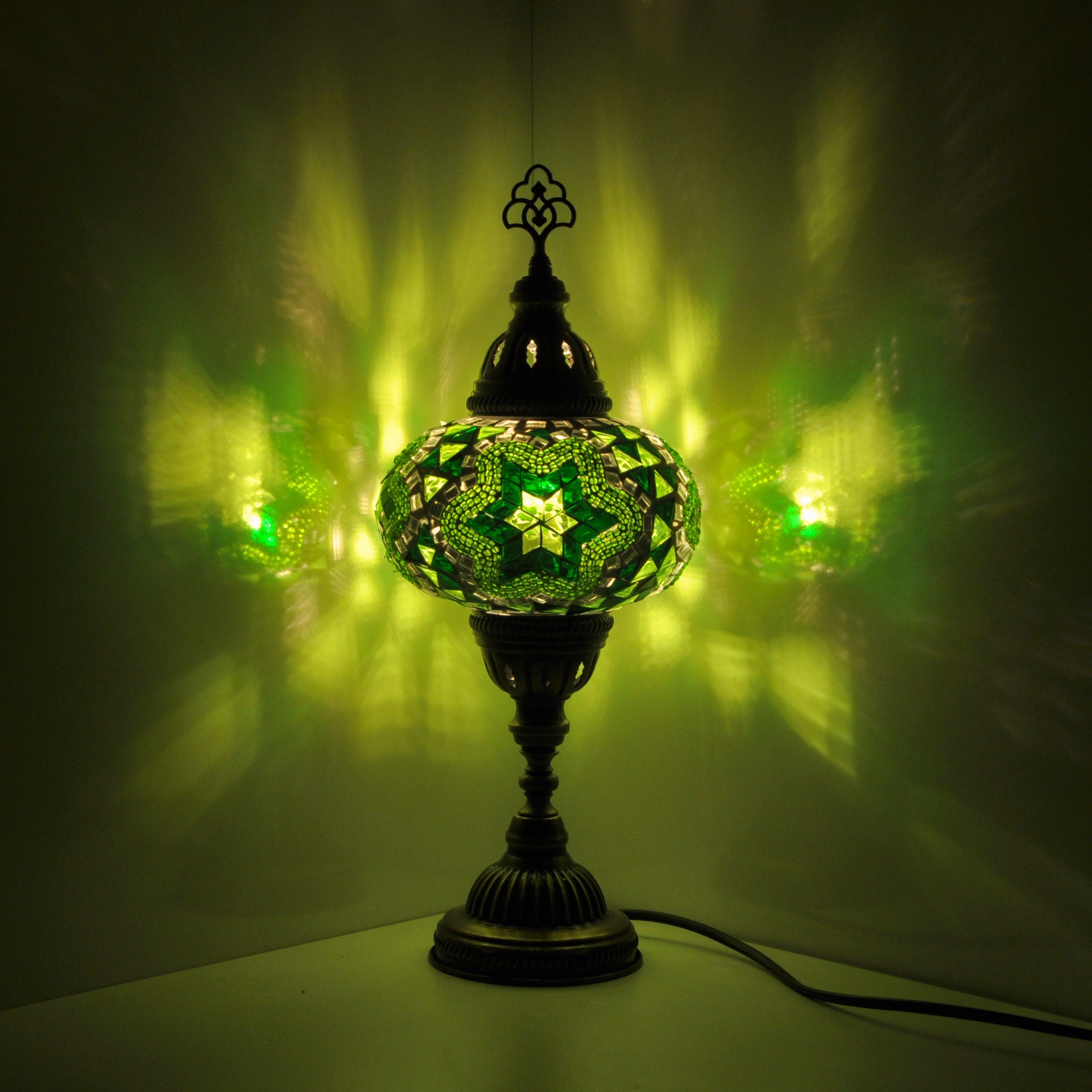 MoslandHome Handmade Mosaic Glass Table Lamp 6.5in