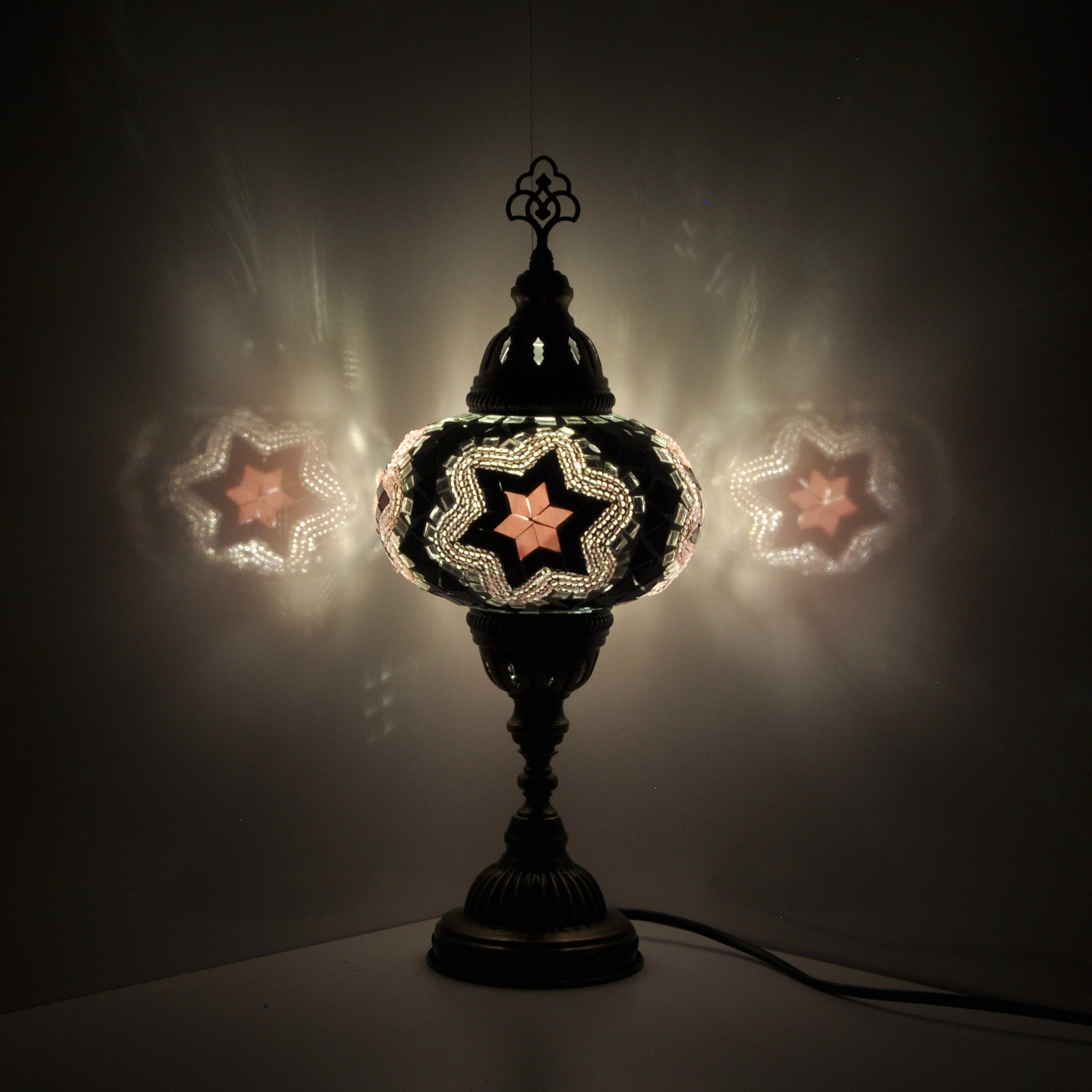 MoslandHome Handmade Mosaic Glass Table Lamp 6.5in