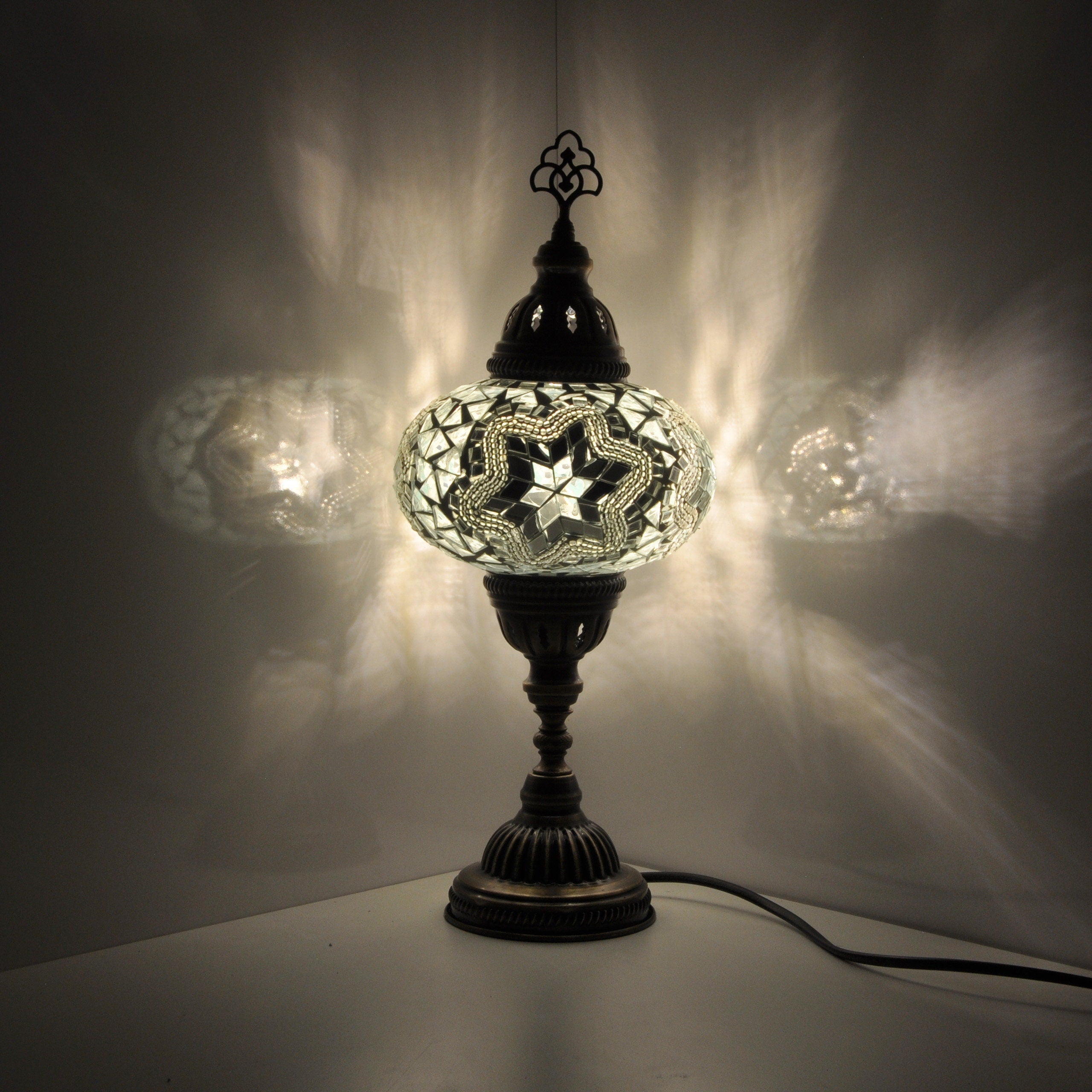 MoslandHome Handmade Turkish Mosaic Table Lamp Bohemian 6.5in
