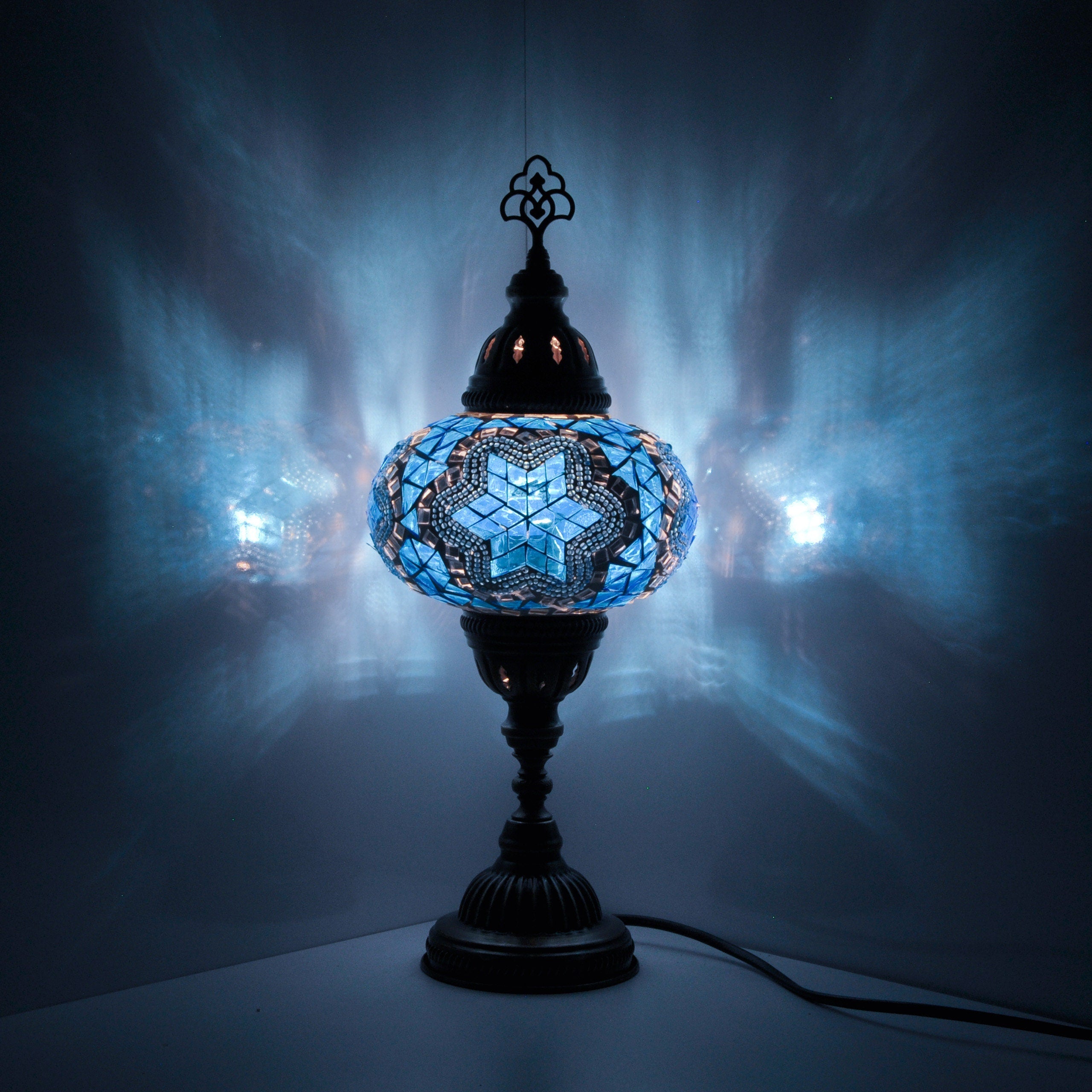 MoslandHome Handmade Turkish Mosaic Table Lamp Bohemian 6.5in
