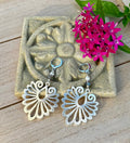 MossberryandStone Phoenix Wing Dangle Earrings Brushed Silver Labradorite