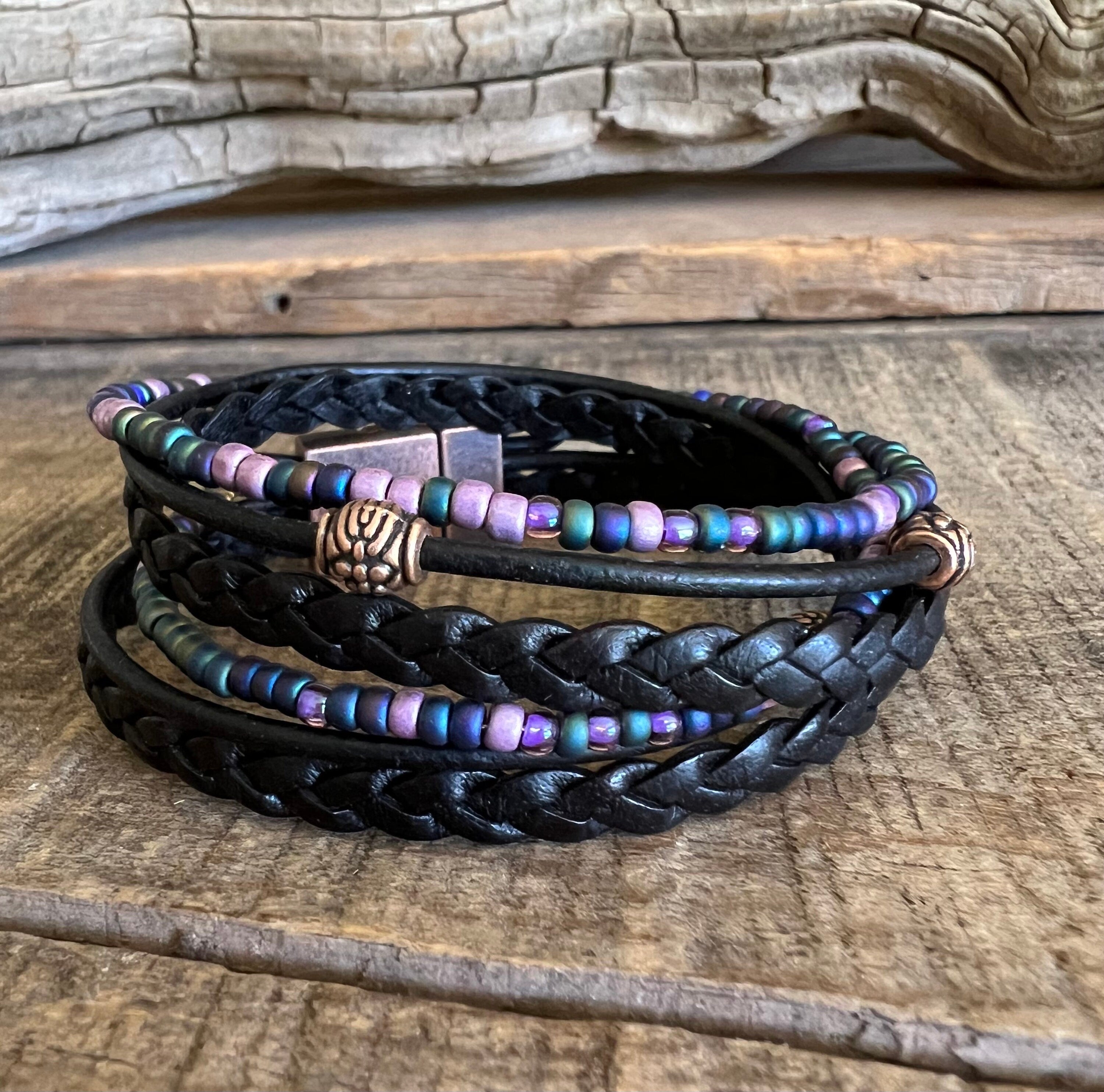 BohoWrapFrancesca Artisan Leather Wrap Bracelet Multi Layered Wanderlust