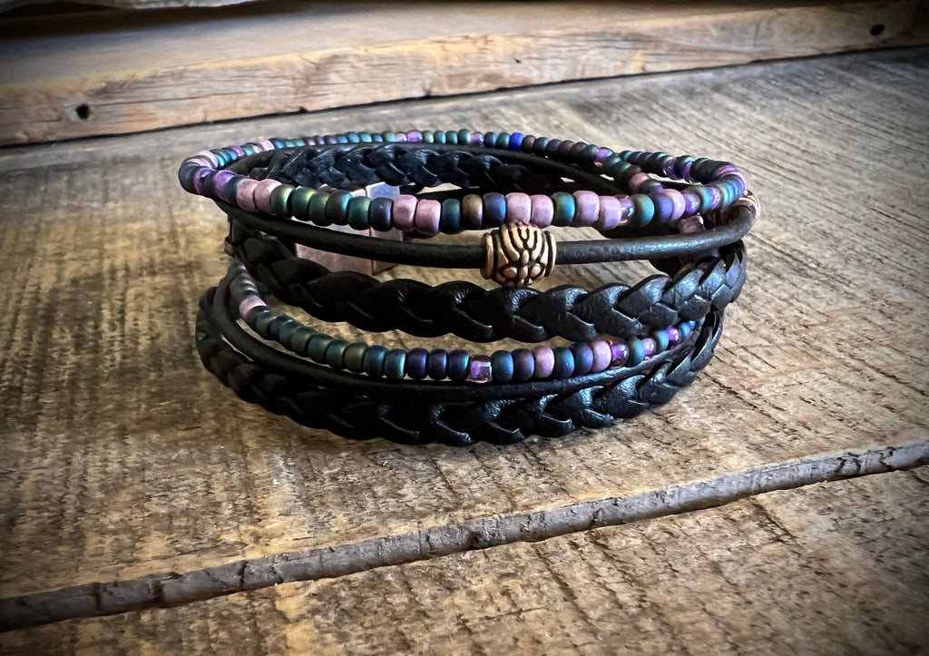 BohoWrapFrancesca Artisan Leather Wrap Bracelet Multi Layered Wanderlust