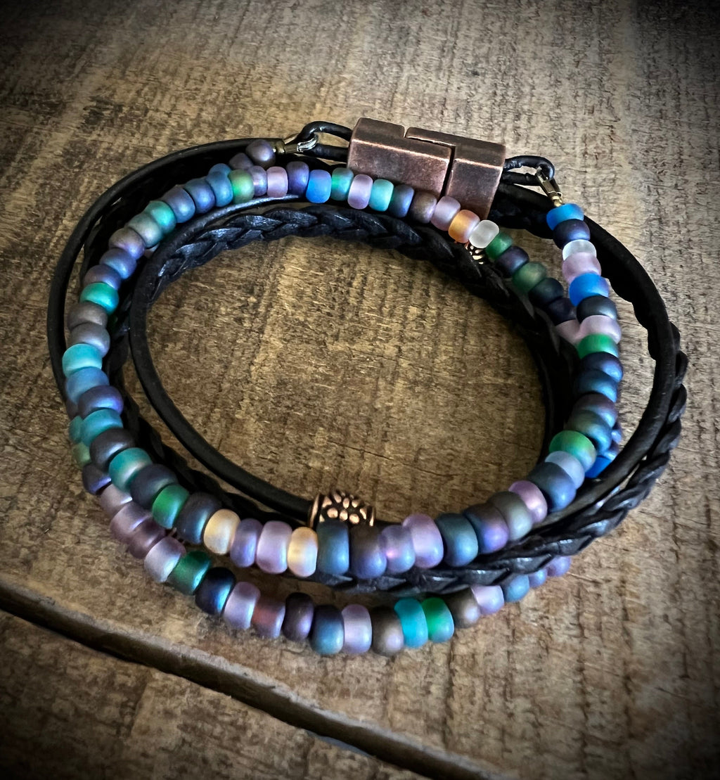 Wanderlust Multi Layered Beaded Bohemian Leather Wrap Bracelet